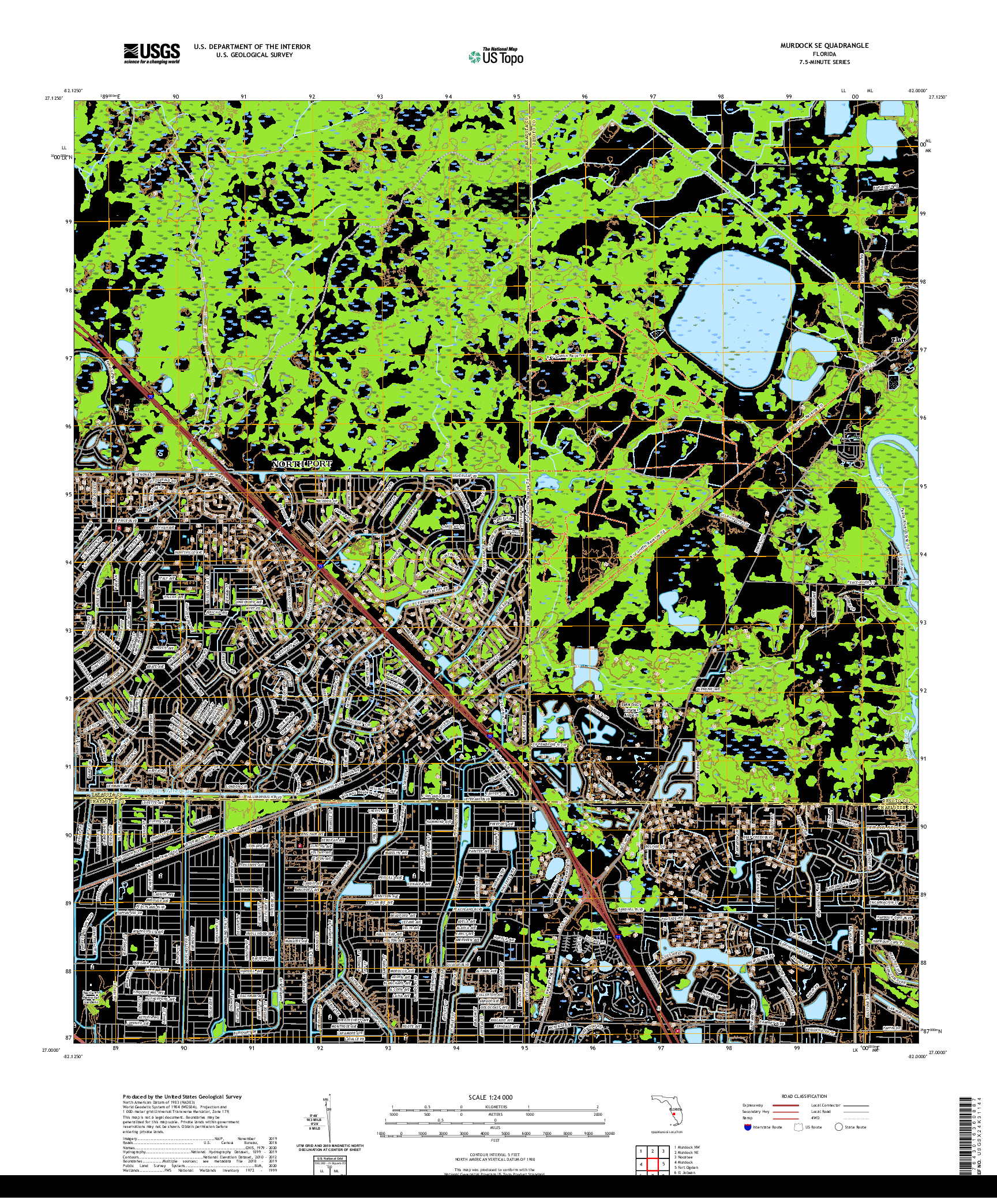 USGS US TOPO 7.5-MINUTE MAP FOR MURDOCK SE, FL 2021