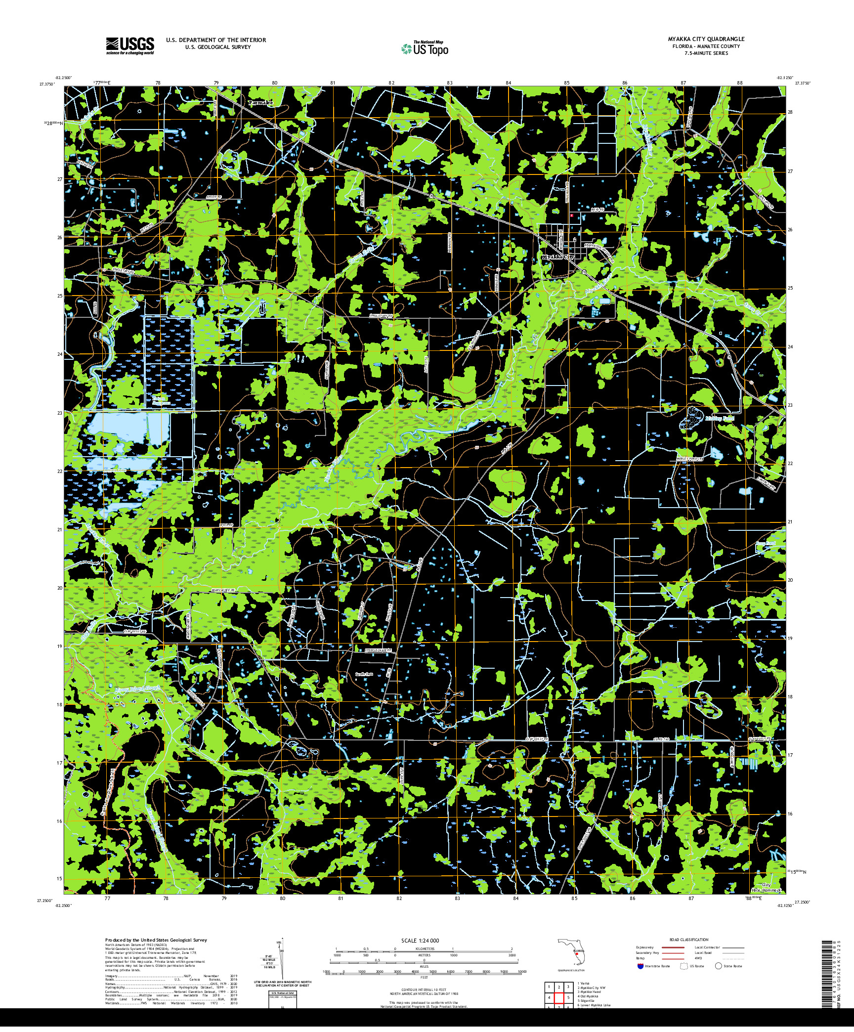 USGS US TOPO 7.5-MINUTE MAP FOR MYAKKA CITY, FL 2021