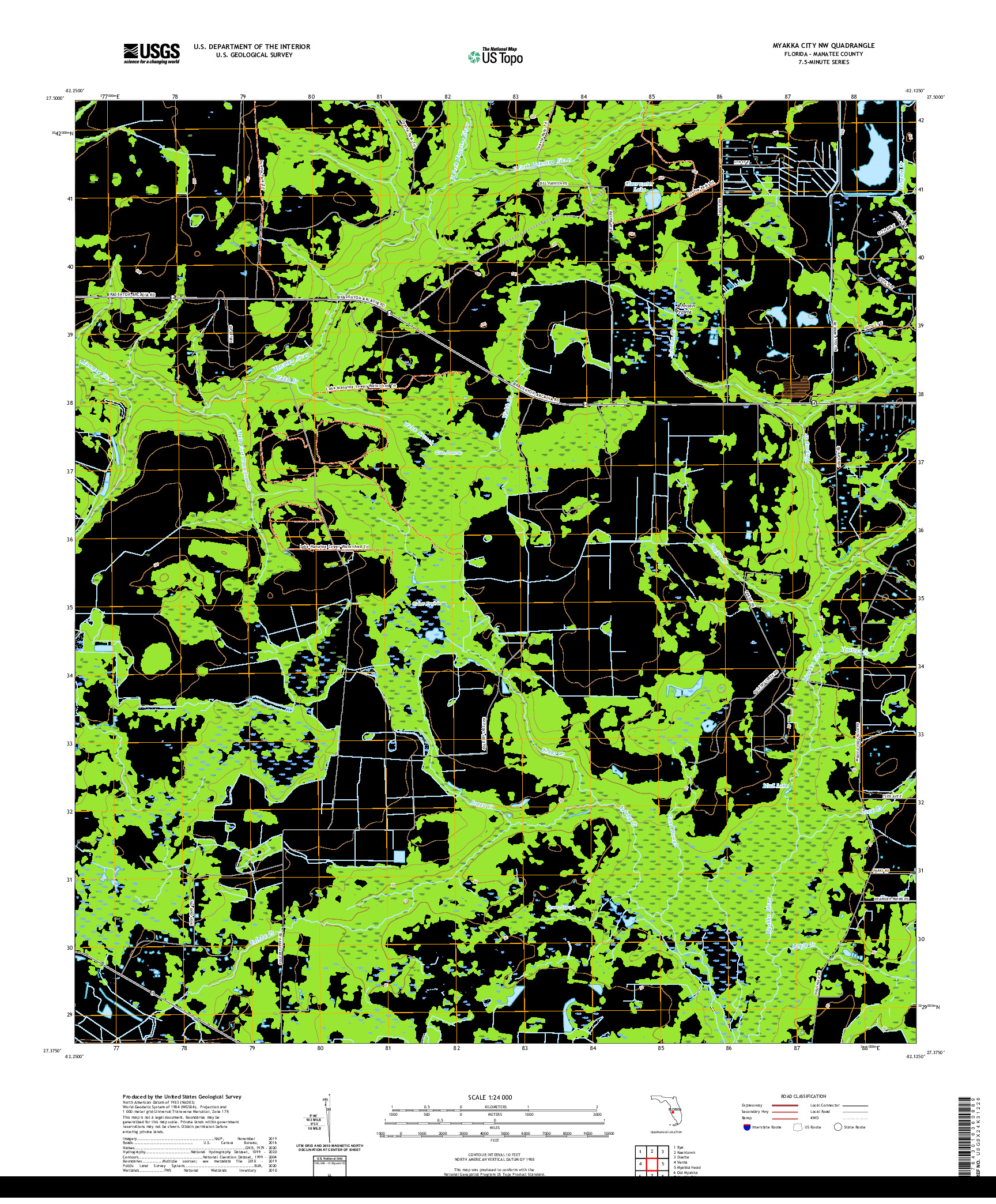 USGS US TOPO 7.5-MINUTE MAP FOR MYAKKA CITY NW, FL 2021