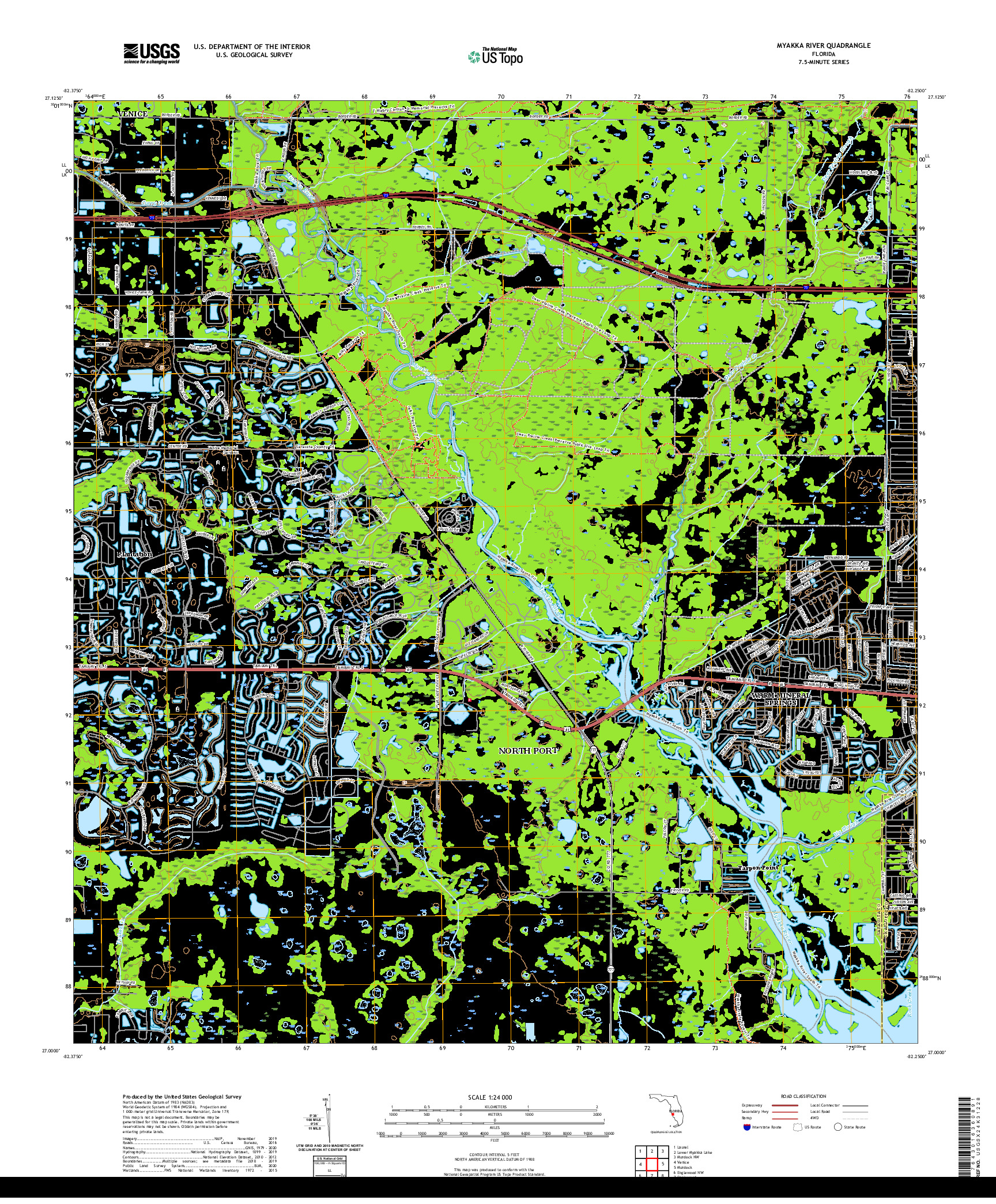 USGS US TOPO 7.5-MINUTE MAP FOR MYAKKA RIVER, FL 2021