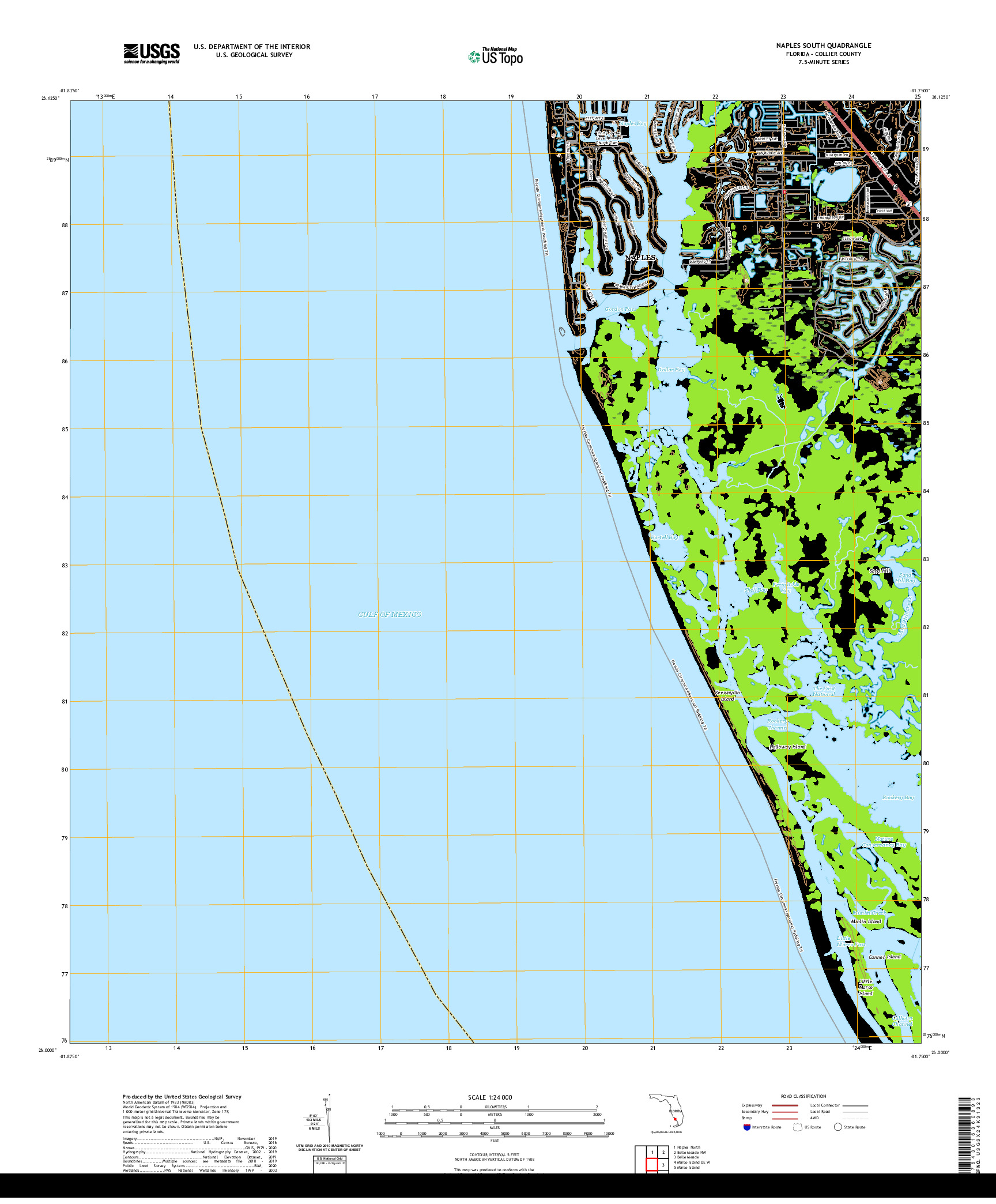 USGS US TOPO 7.5-MINUTE MAP FOR NAPLES SOUTH, FL 2021