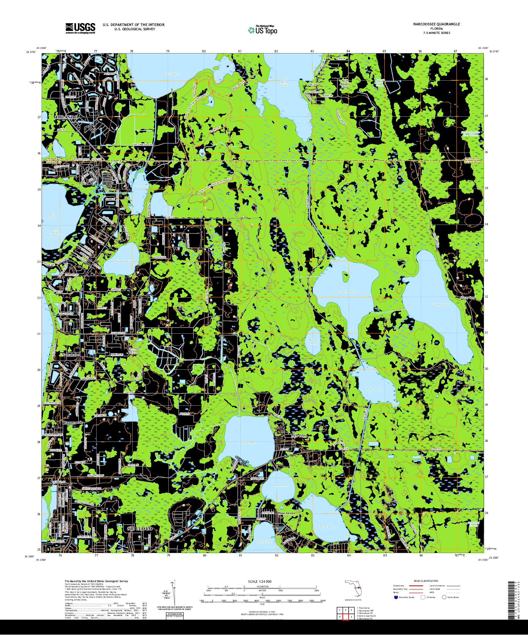 USGS US TOPO 7.5-MINUTE MAP FOR NARCOOSSEE, FL 2021