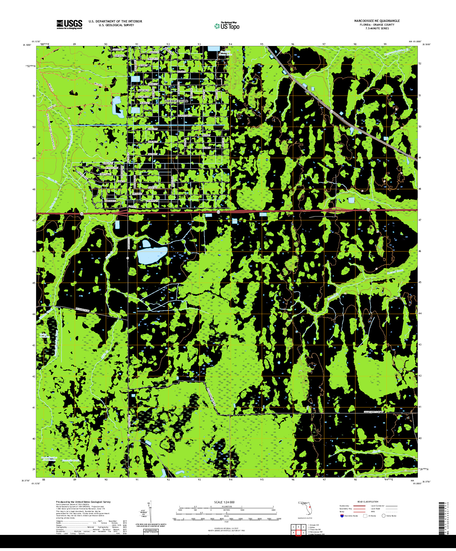 USGS US TOPO 7.5-MINUTE MAP FOR NARCOOSSEE NE, FL 2021