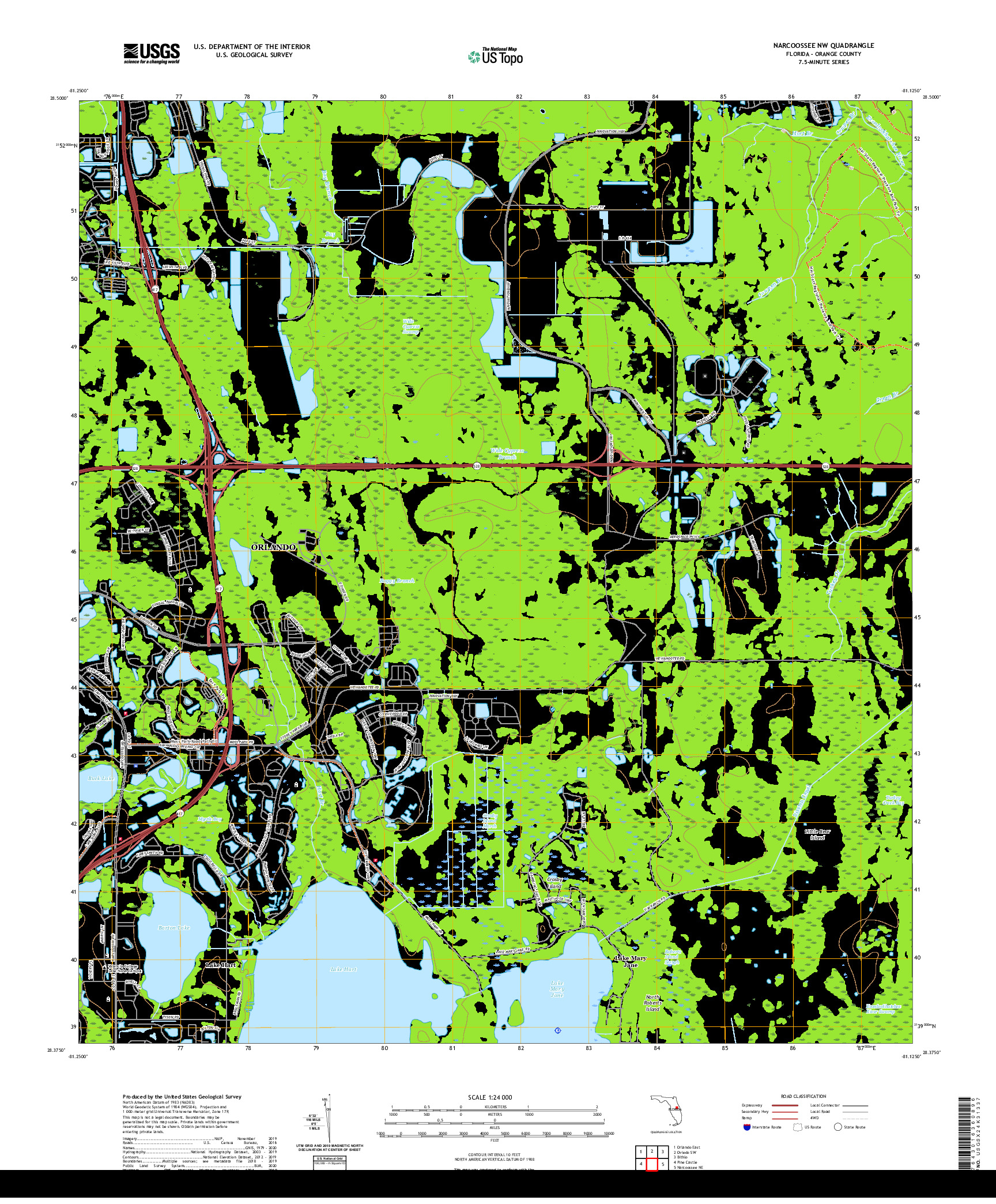 USGS US TOPO 7.5-MINUTE MAP FOR NARCOOSSEE NW, FL 2021