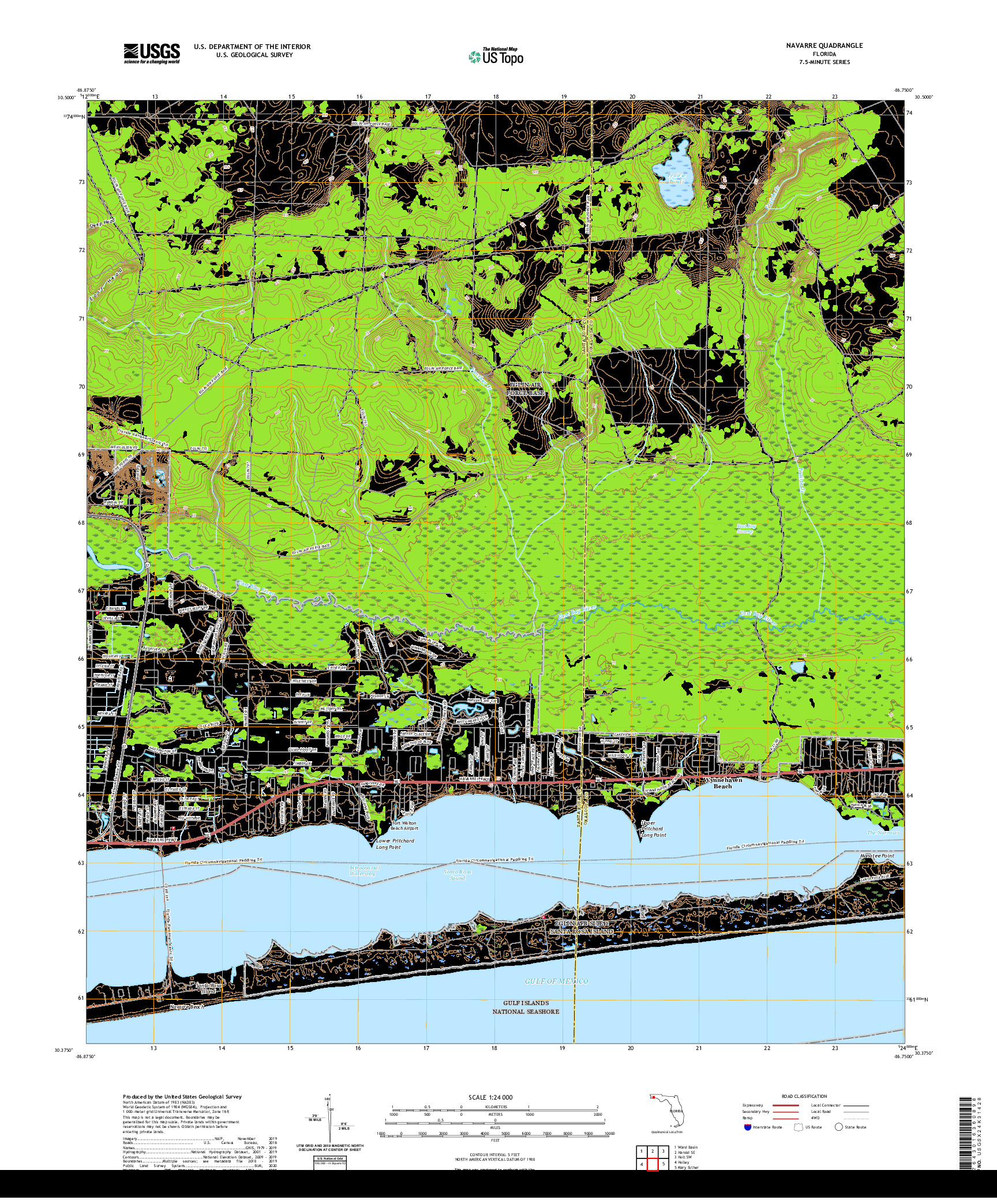 USGS US TOPO 7.5-MINUTE MAP FOR NAVARRE, FL 2021