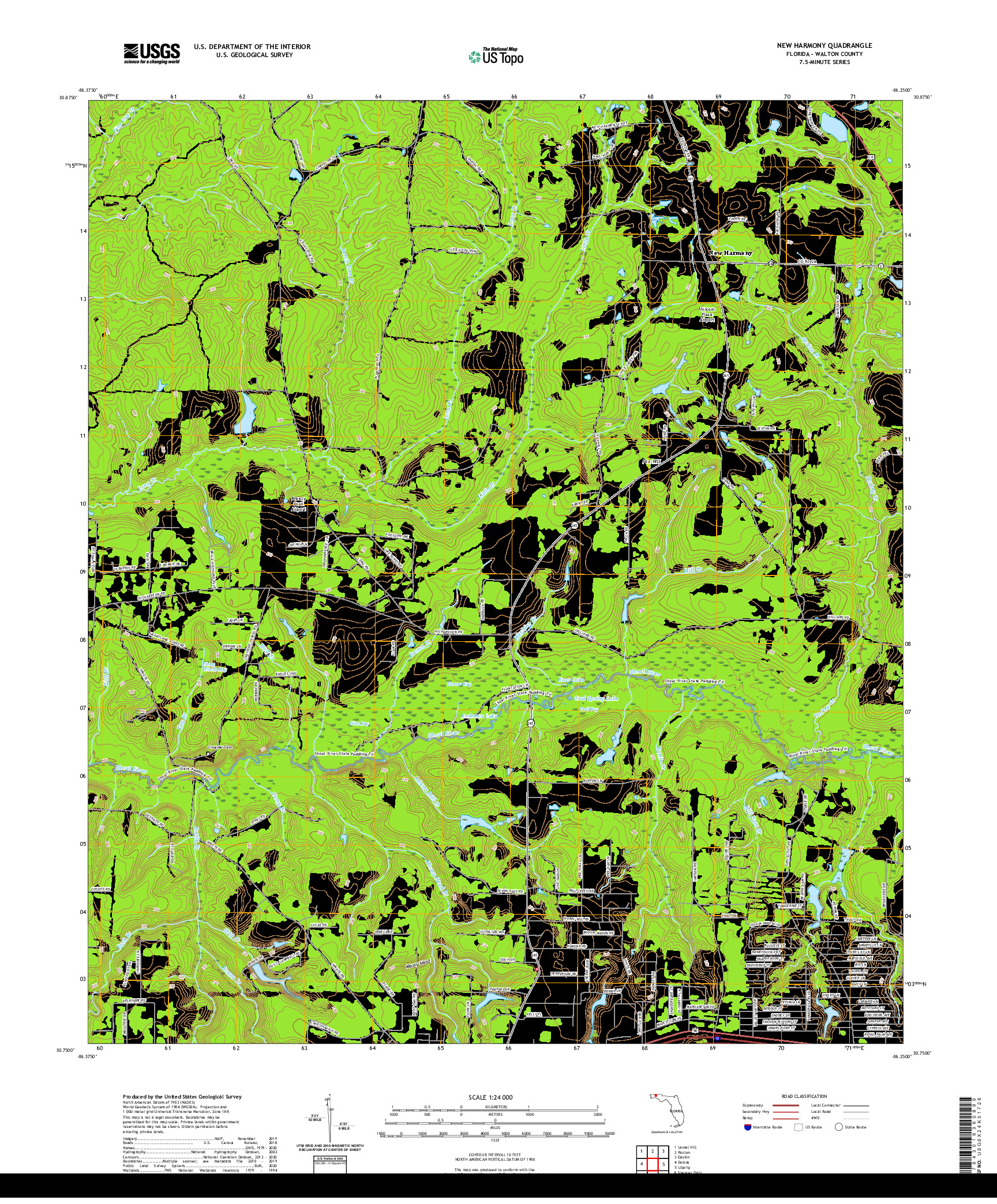 USGS US TOPO 7.5-MINUTE MAP FOR NEW HARMONY, FL 2021