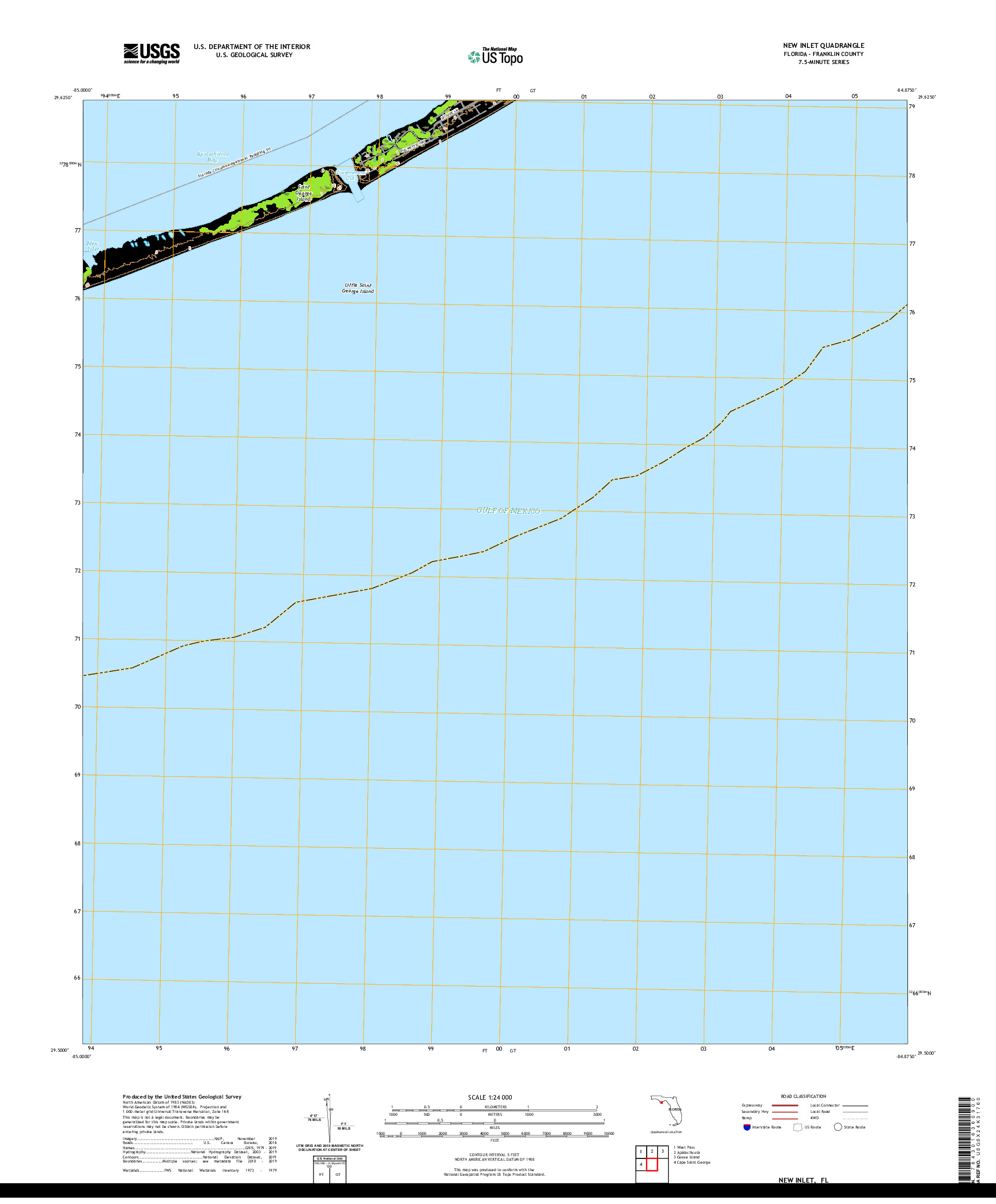 USGS US TOPO 7.5-MINUTE MAP FOR NEW INLET, FL 2021