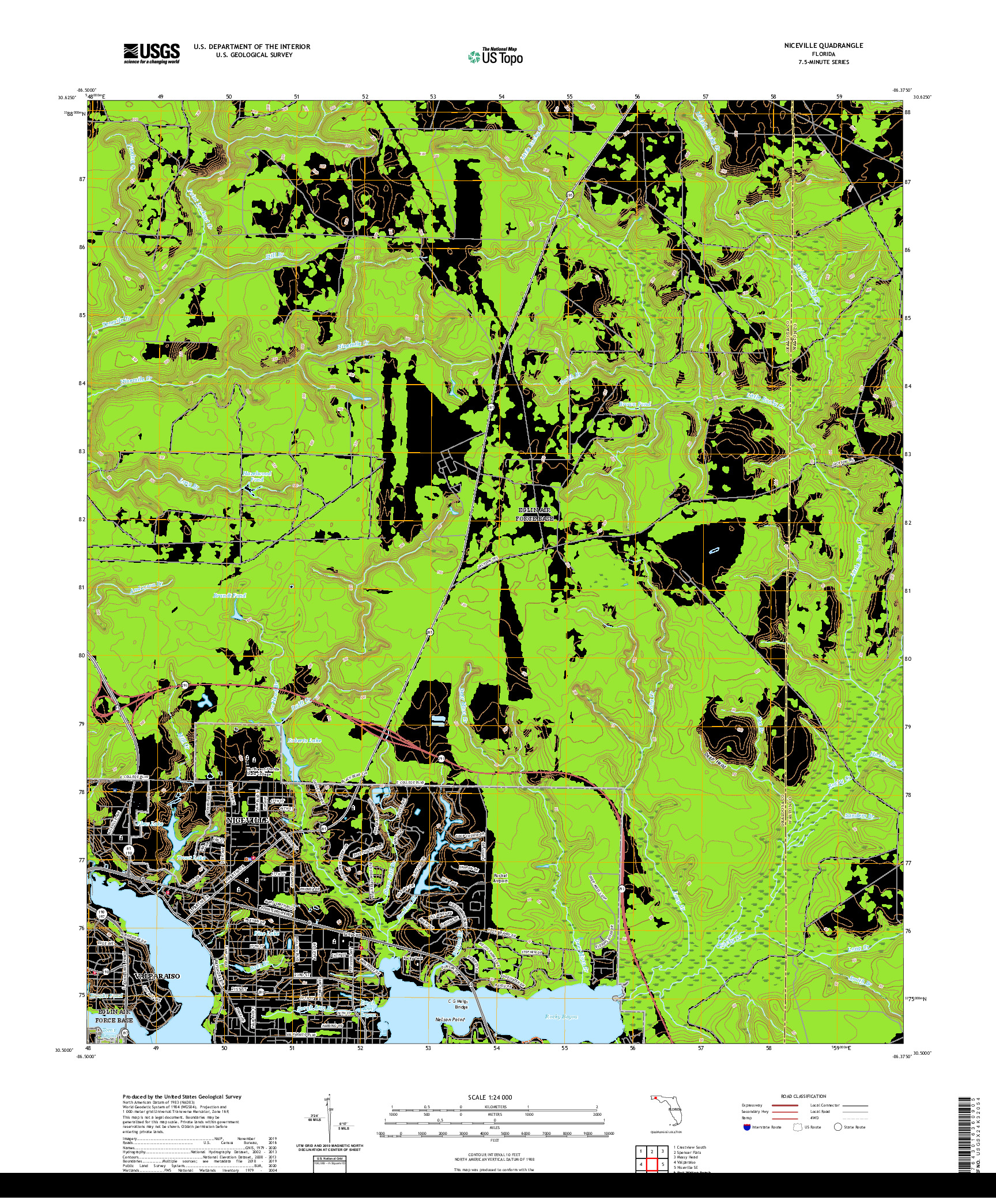 USGS US TOPO 7.5-MINUTE MAP FOR NICEVILLE, FL 2021