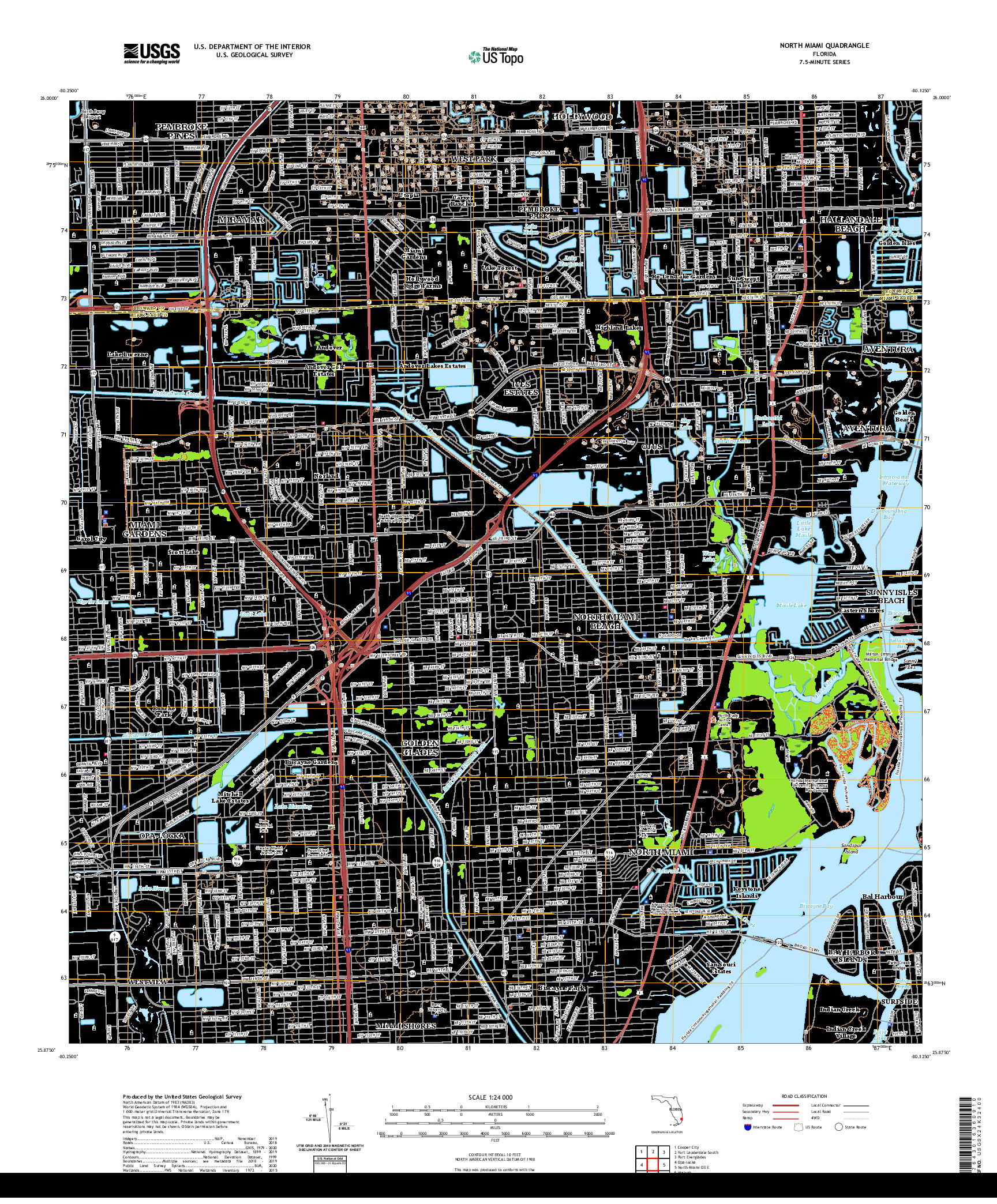 USGS US TOPO 7.5-MINUTE MAP FOR NORTH MIAMI, FL 2021