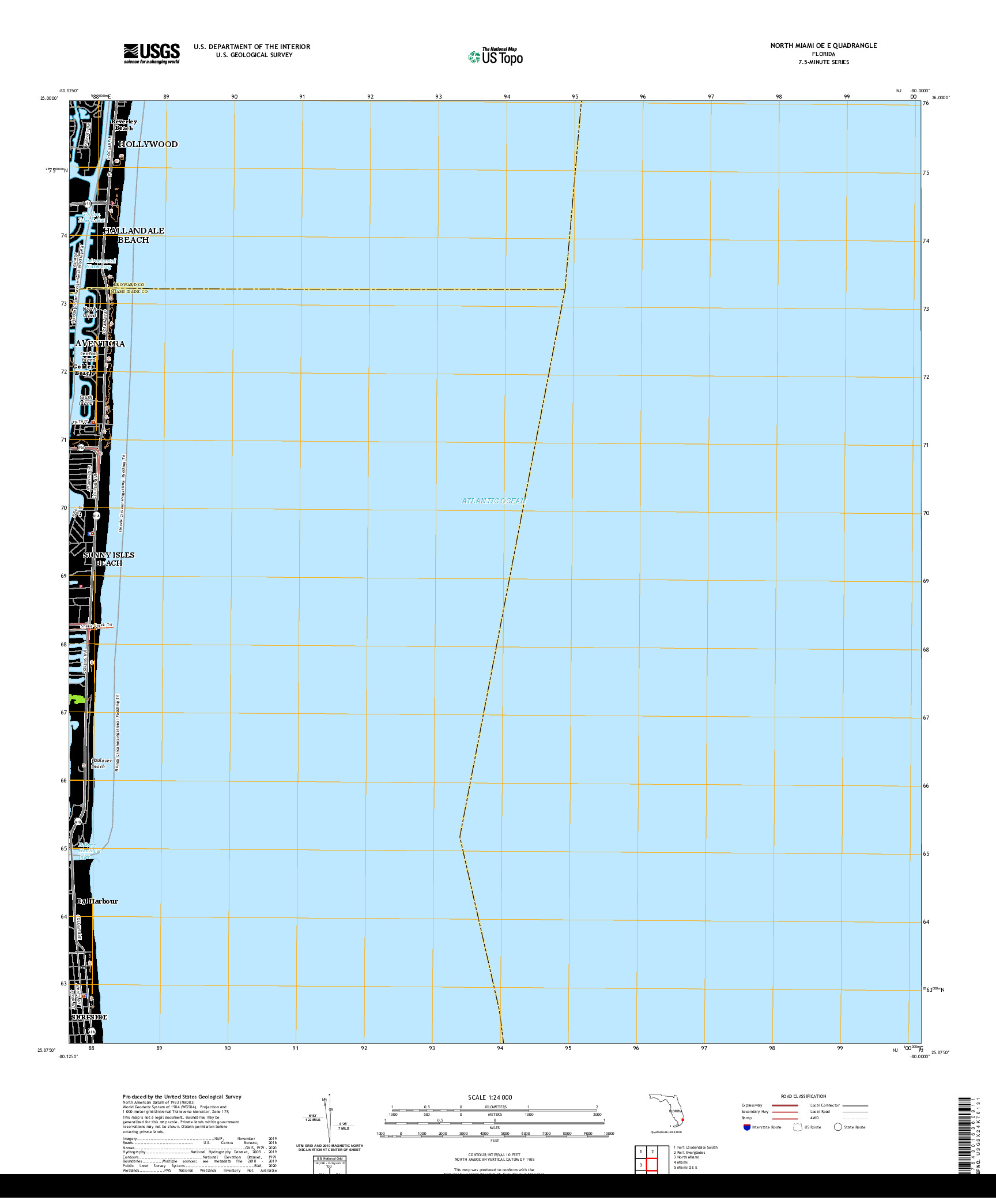 USGS US TOPO 7.5-MINUTE MAP FOR NORTH MIAMI OE E, FL 2021