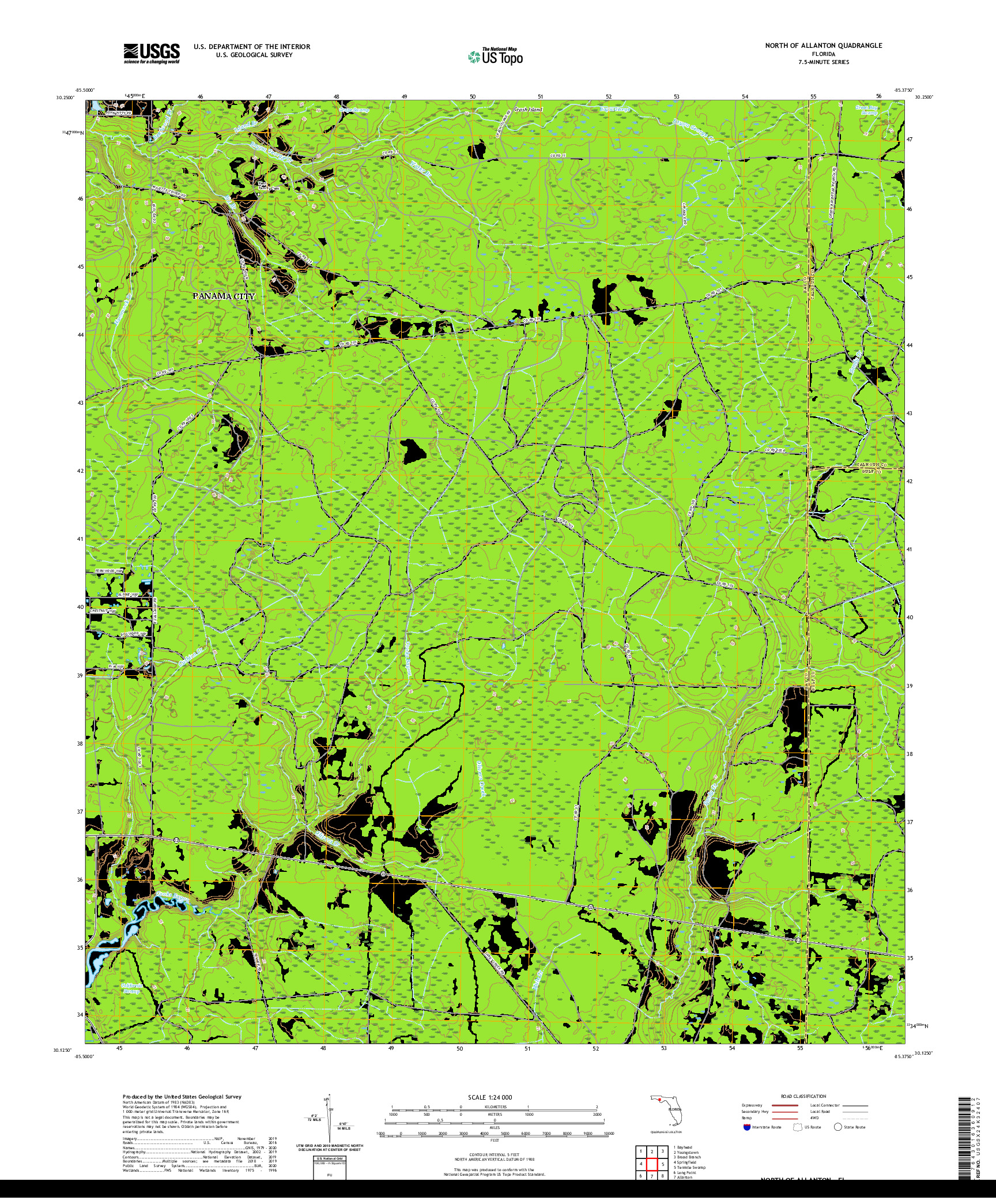 USGS US TOPO 7.5-MINUTE MAP FOR NORTH OF ALLANTON, FL 2021