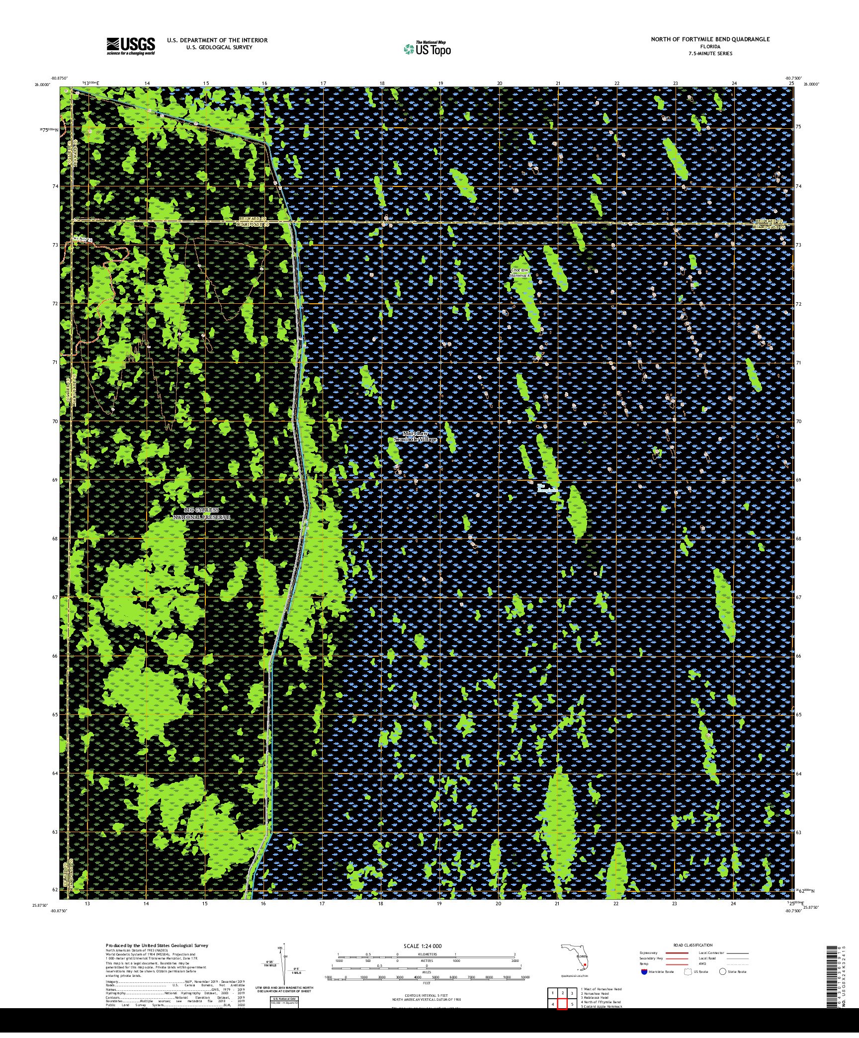 USGS US TOPO 7.5-MINUTE MAP FOR NORTH OF FORTYMILE BEND, FL 2021