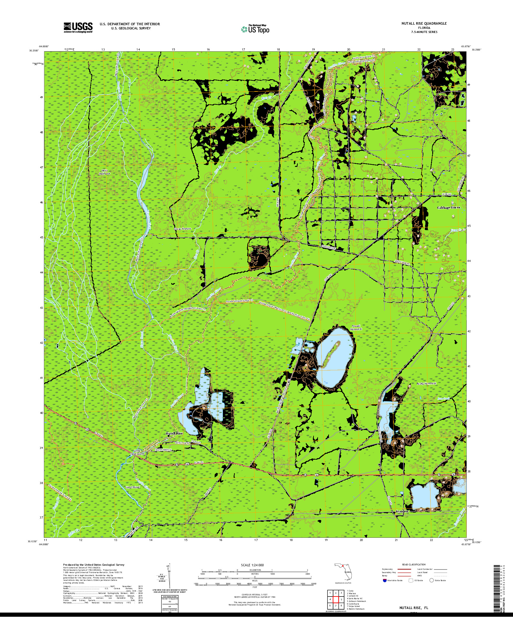 USGS US TOPO 7.5-MINUTE MAP FOR NUTALL RISE, FL 2021