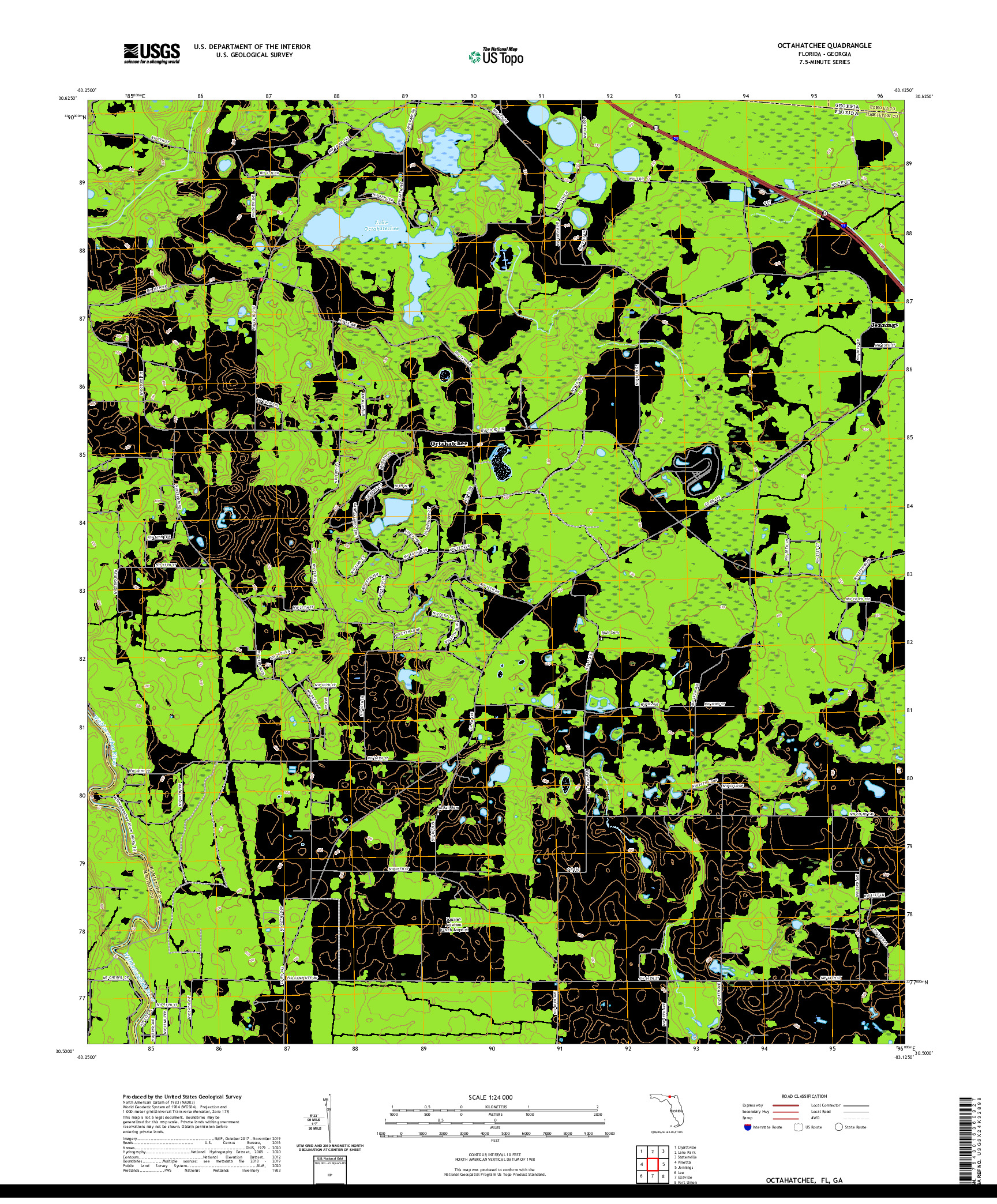 USGS US TOPO 7.5-MINUTE MAP FOR OCTAHATCHEE, FL,GA 2021