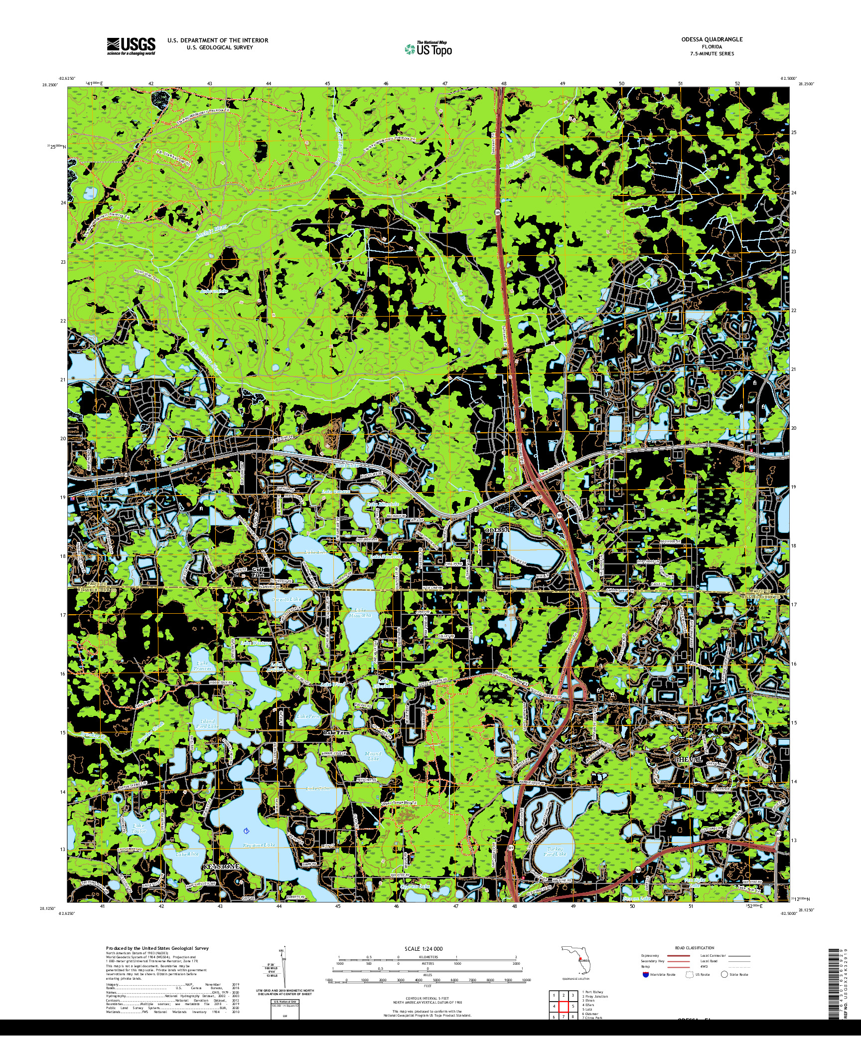 USGS US TOPO 7.5-MINUTE MAP FOR ODESSA, FL 2021