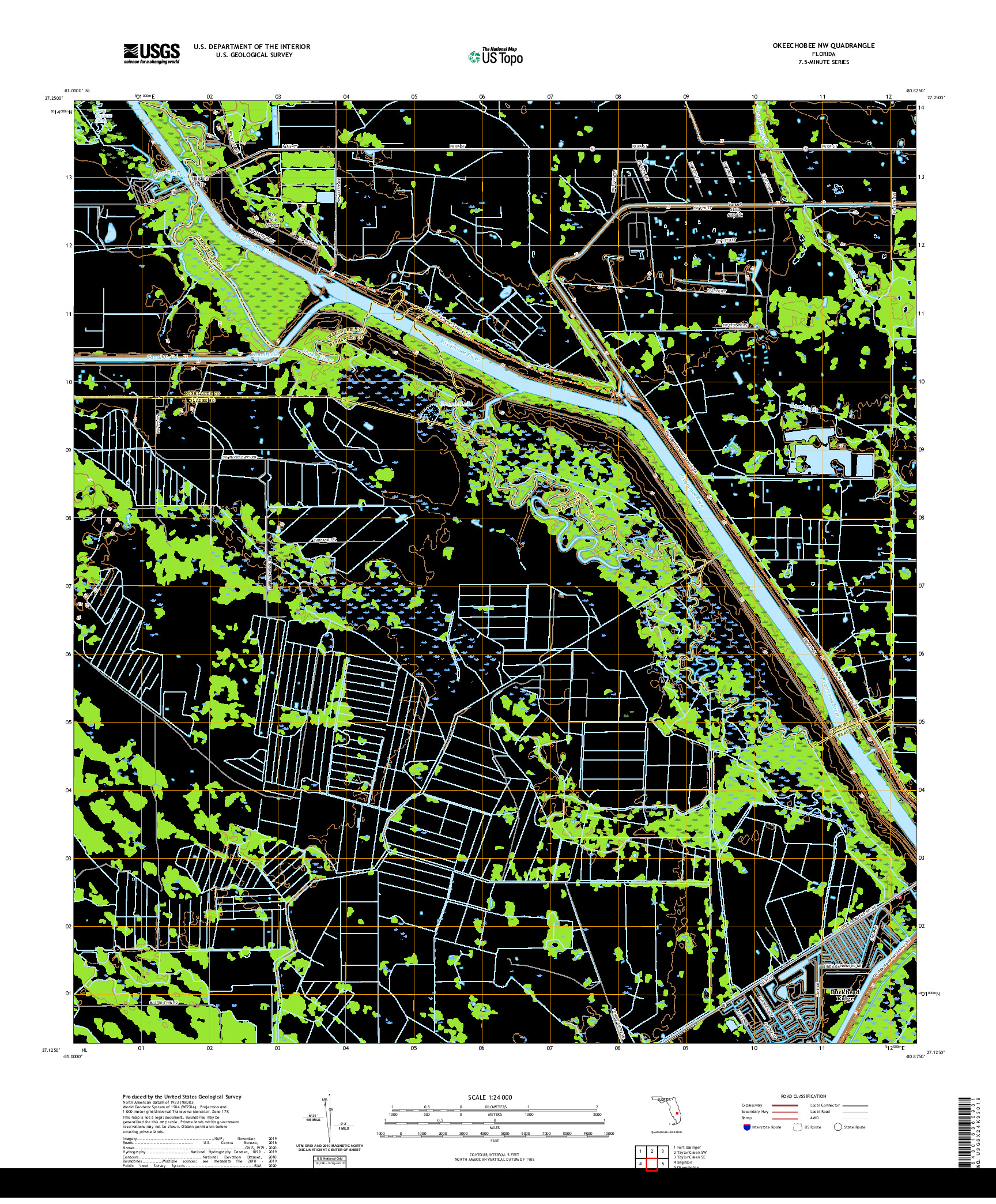 USGS US TOPO 7.5-MINUTE MAP FOR OKEECHOBEE NW, FL 2021