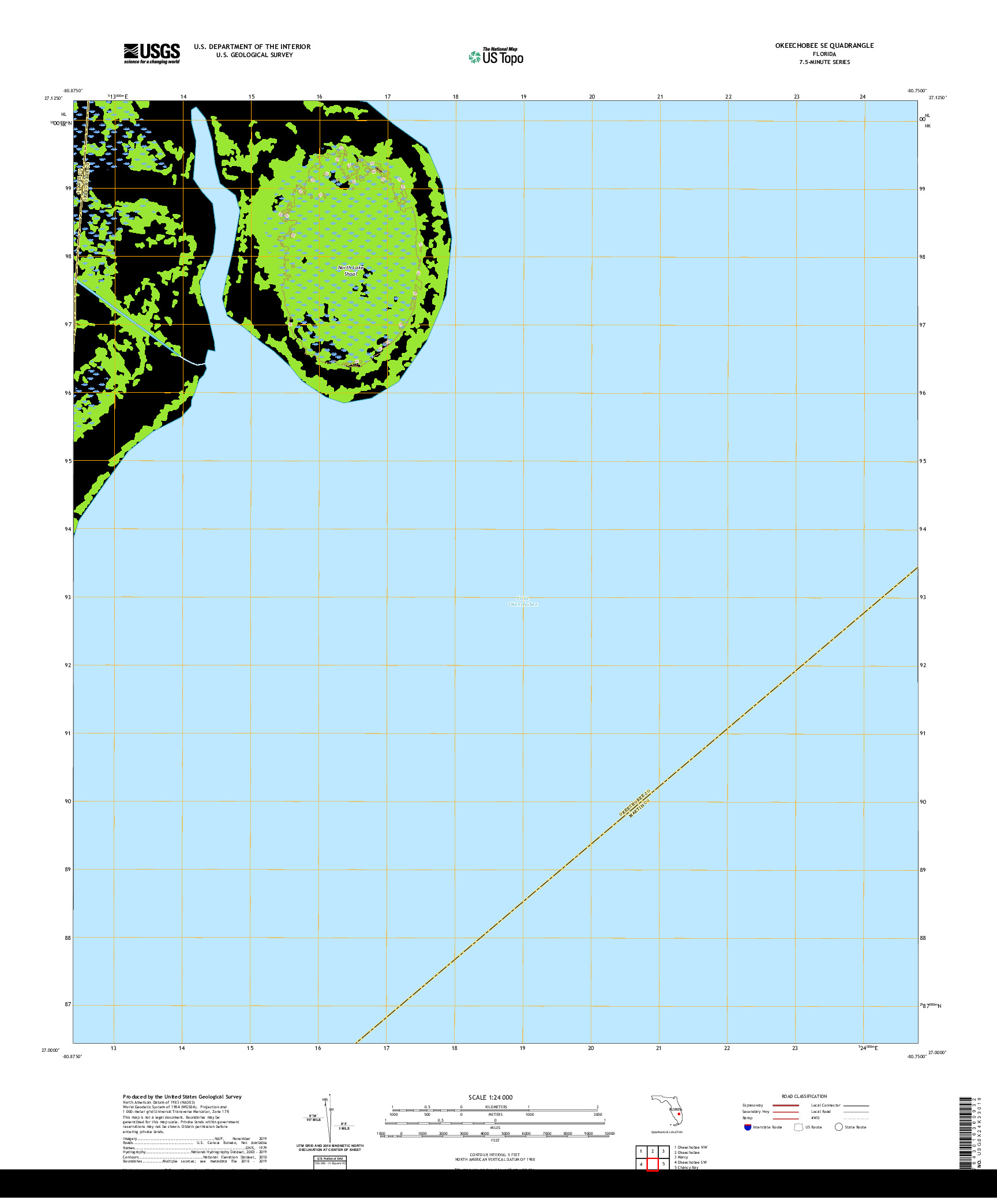 USGS US TOPO 7.5-MINUTE MAP FOR OKEECHOBEE SE, FL 2021