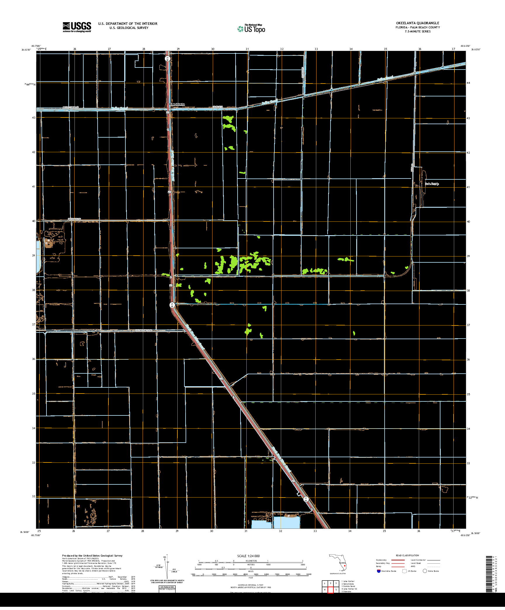 USGS US TOPO 7.5-MINUTE MAP FOR OKEELANTA, FL 2021