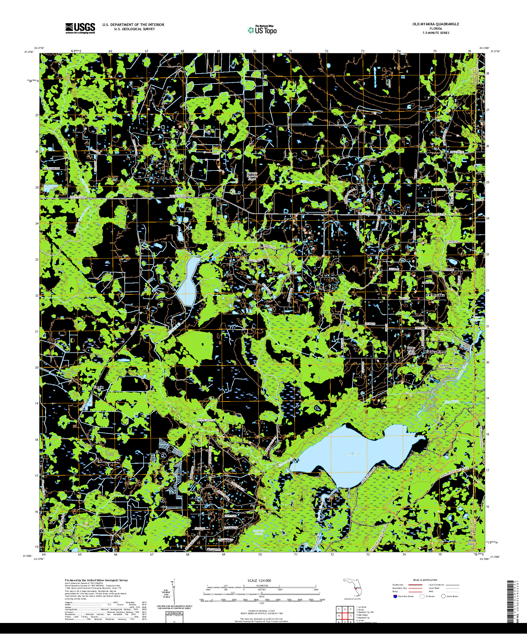 USGS US TOPO 7.5-MINUTE MAP FOR OLD MYAKKA, FL 2021