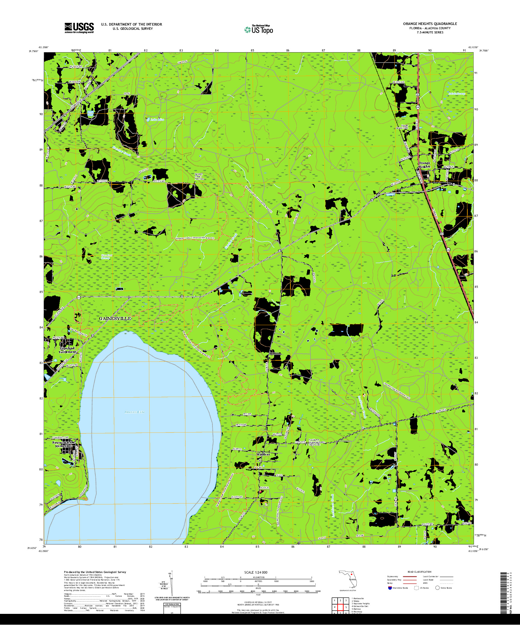 USGS US TOPO 7.5-MINUTE MAP FOR ORANGE HEIGHTS, FL 2021