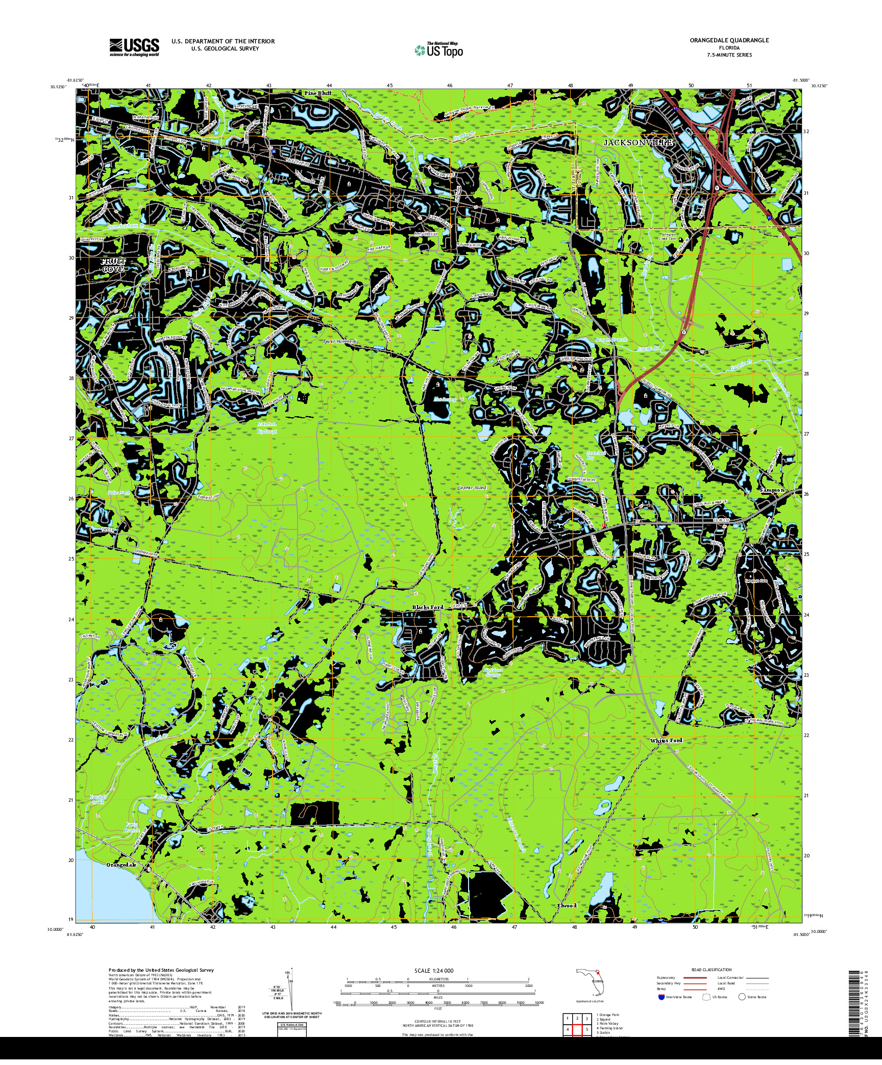 USGS US TOPO 7.5-MINUTE MAP FOR ORANGEDALE, FL 2021