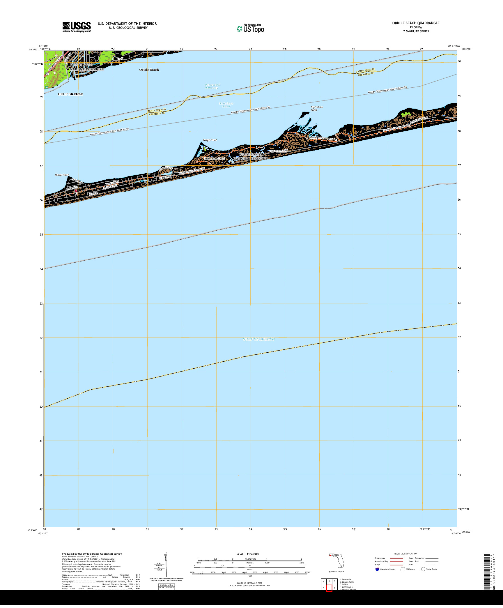 USGS US TOPO 7.5-MINUTE MAP FOR ORIOLE BEACH, FL 2021