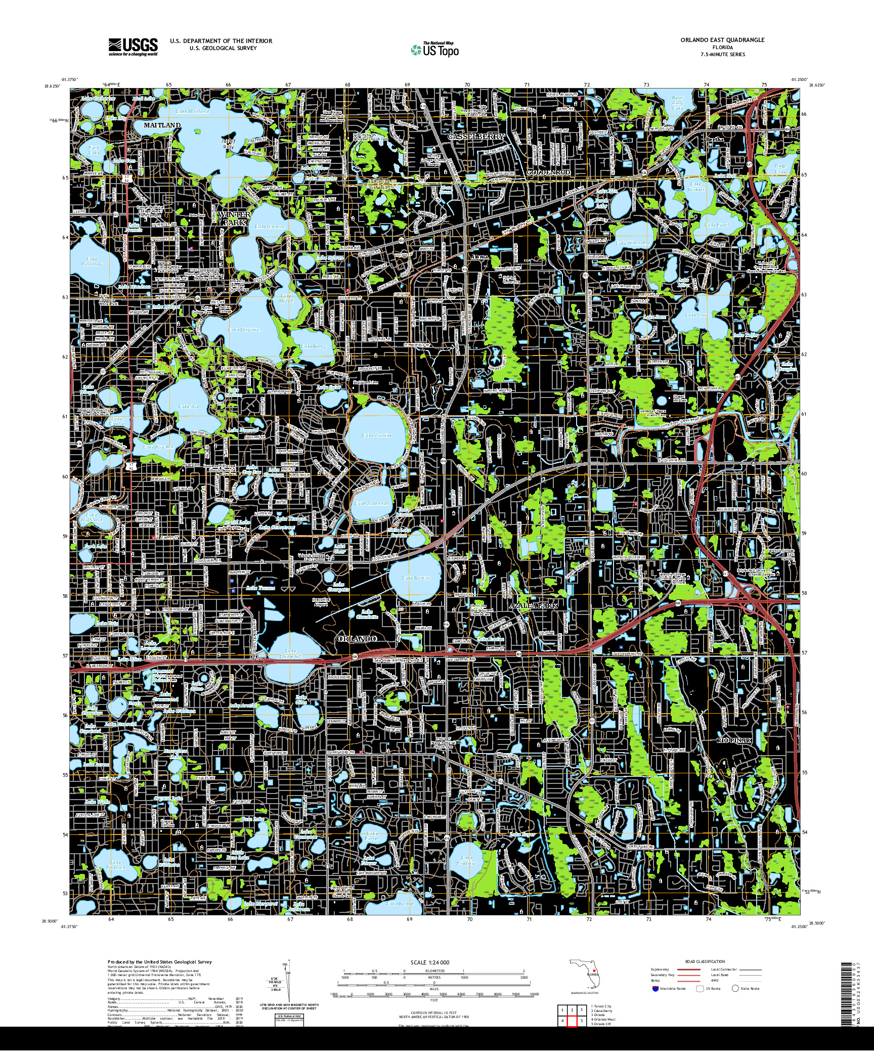 USGS US TOPO 7.5-MINUTE MAP FOR ORLANDO EAST, FL 2021