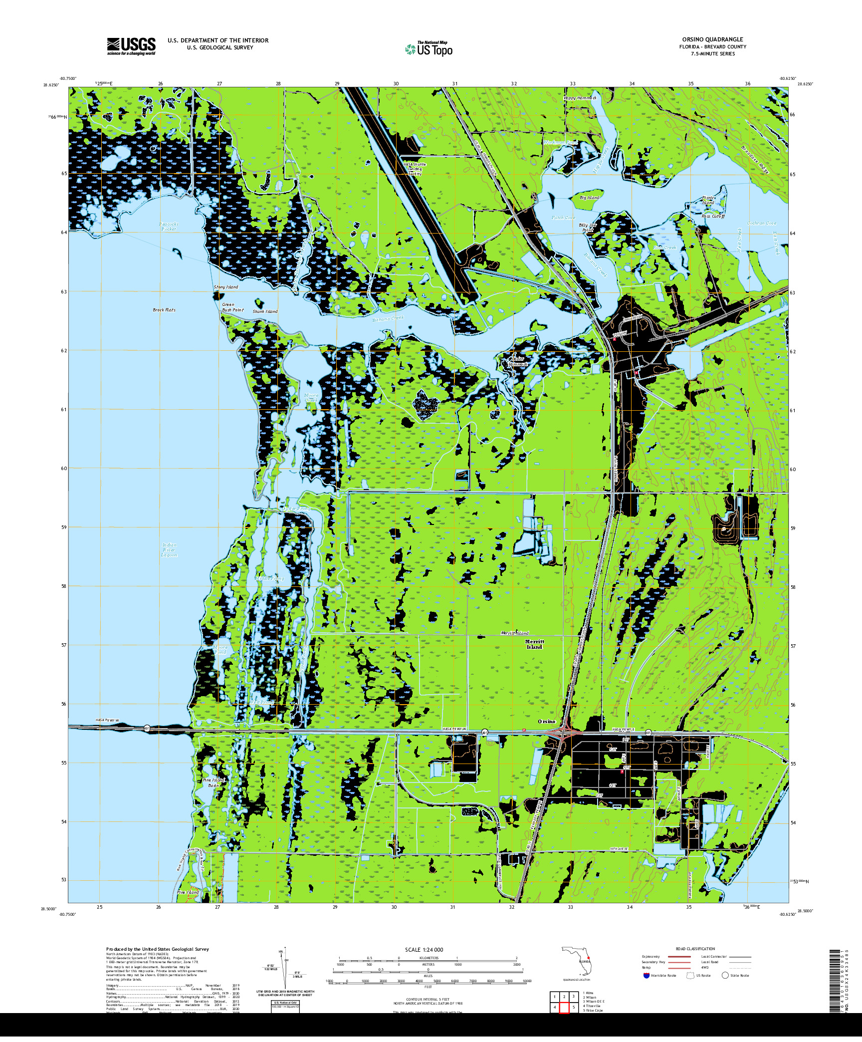 USGS US TOPO 7.5-MINUTE MAP FOR ORSINO, FL 2021