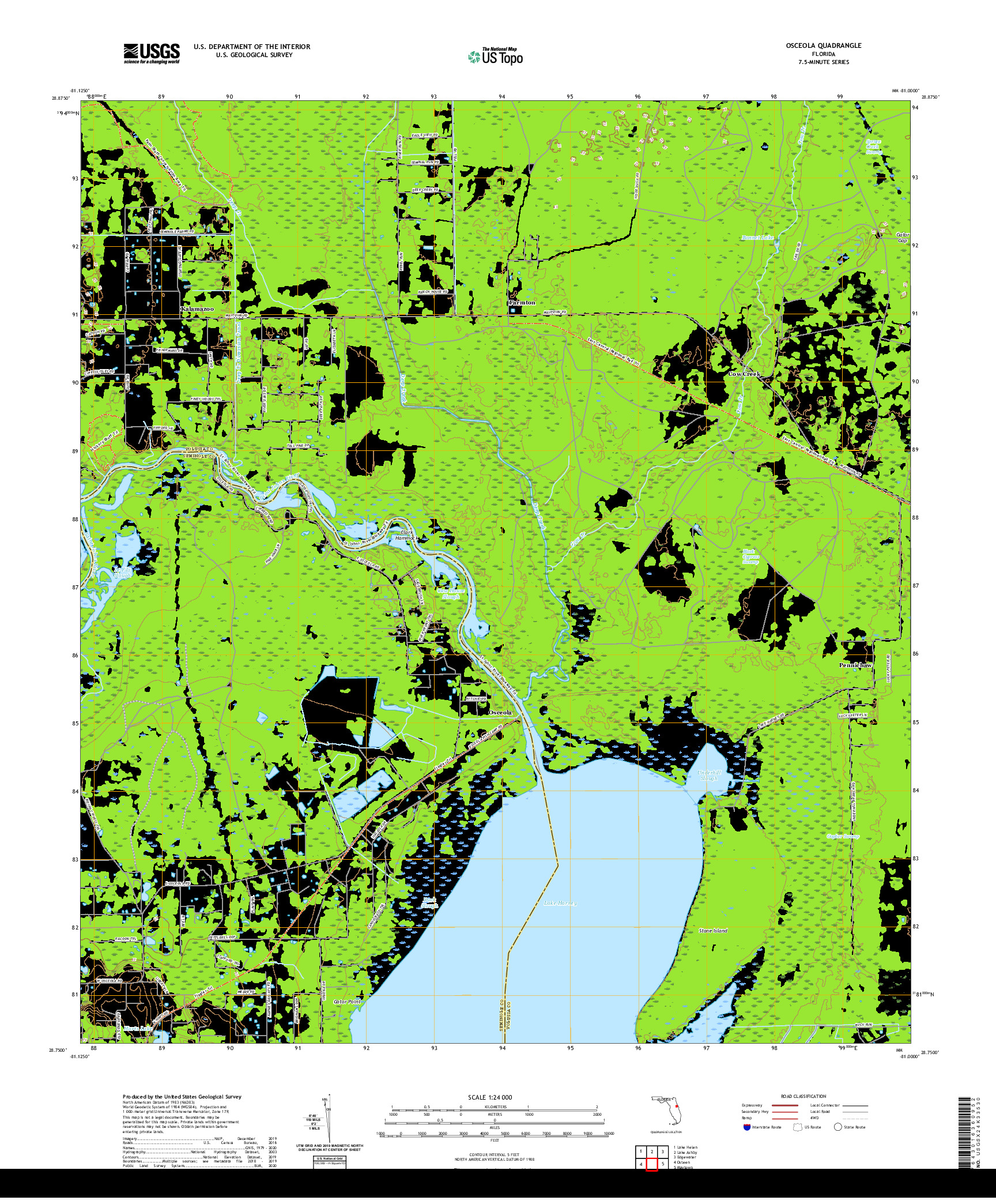 USGS US TOPO 7.5-MINUTE MAP FOR OSCEOLA, FL 2021