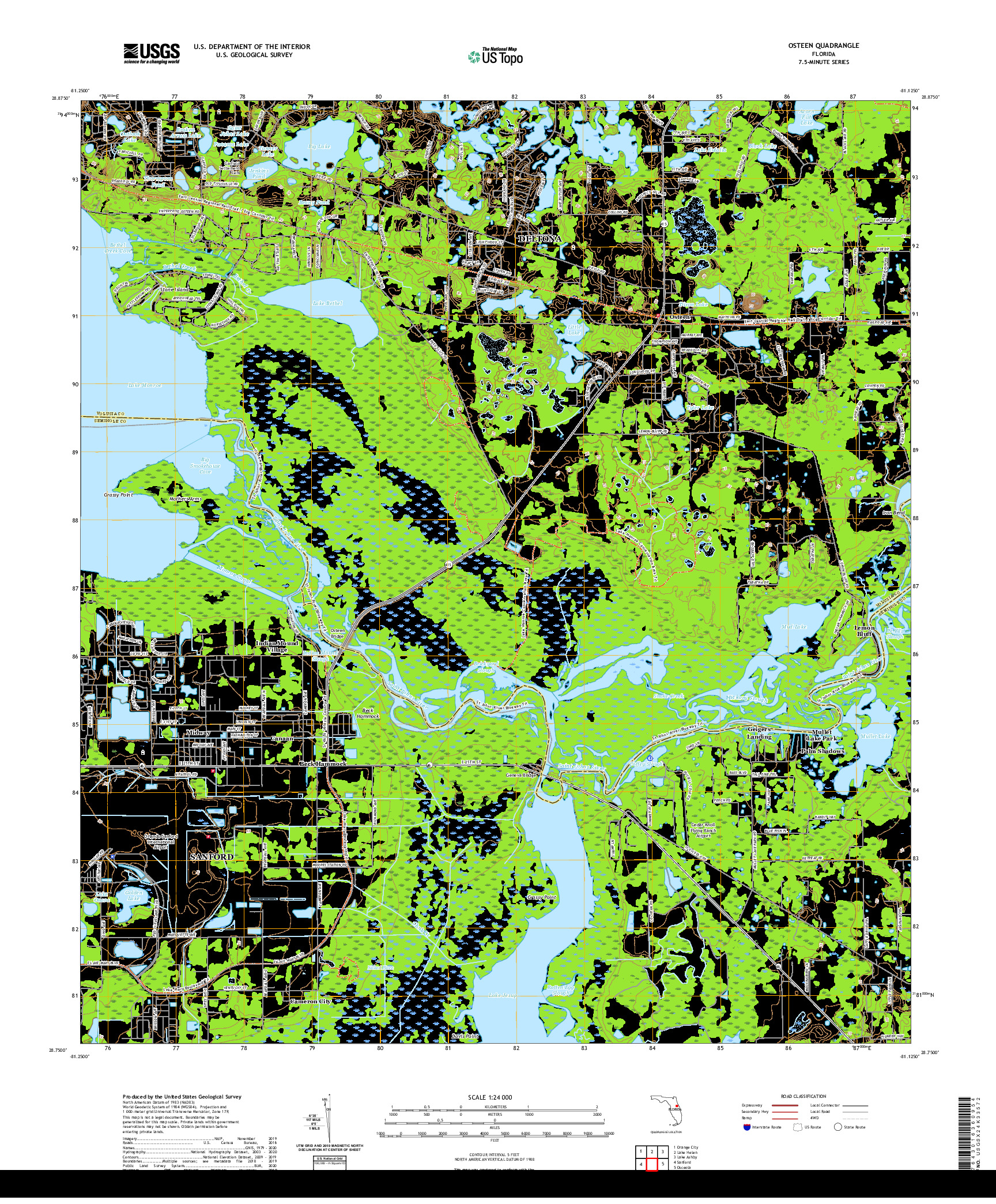 USGS US TOPO 7.5-MINUTE MAP FOR OSTEEN, FL 2021