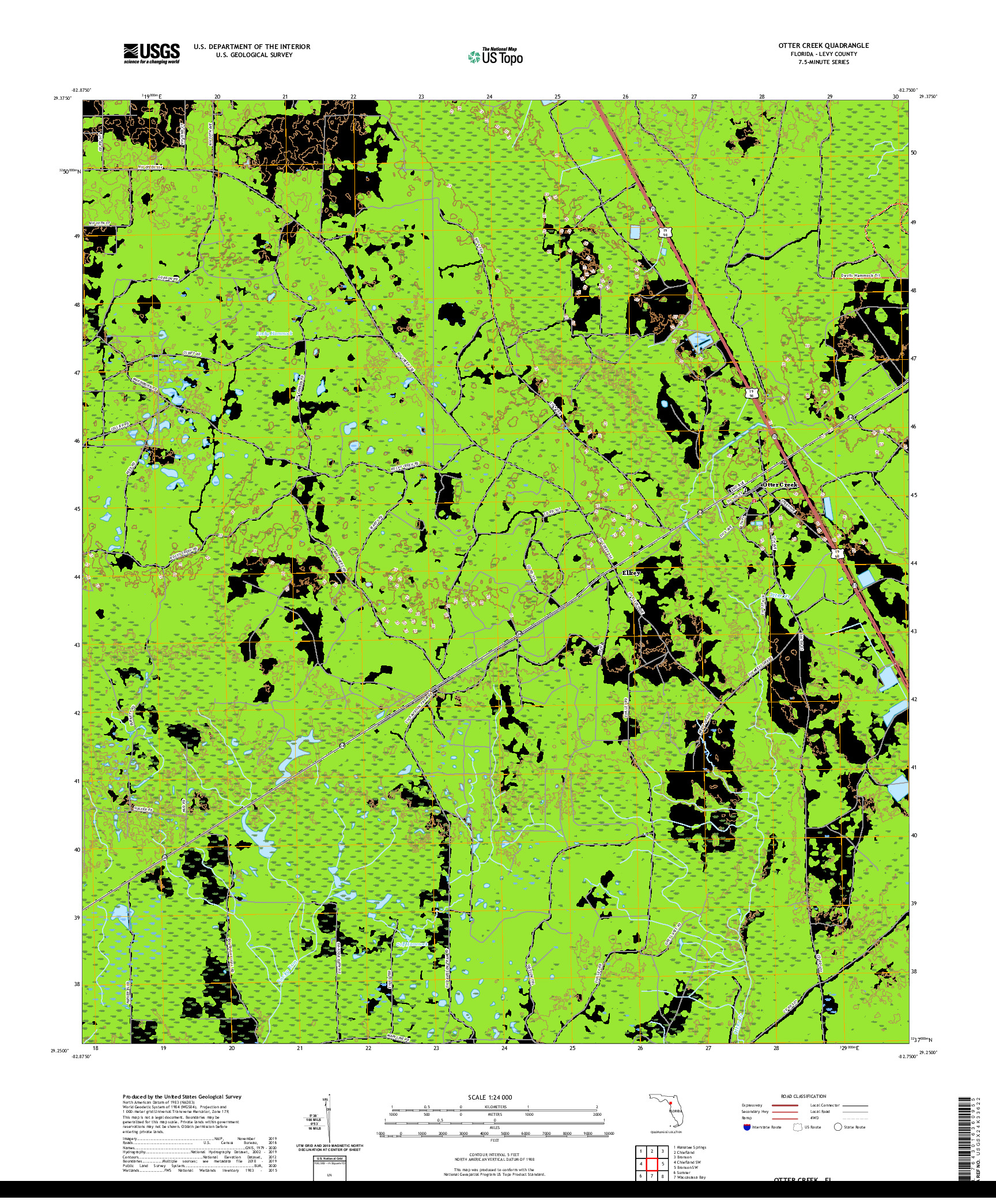 USGS US TOPO 7.5-MINUTE MAP FOR OTTER CREEK, FL 2021