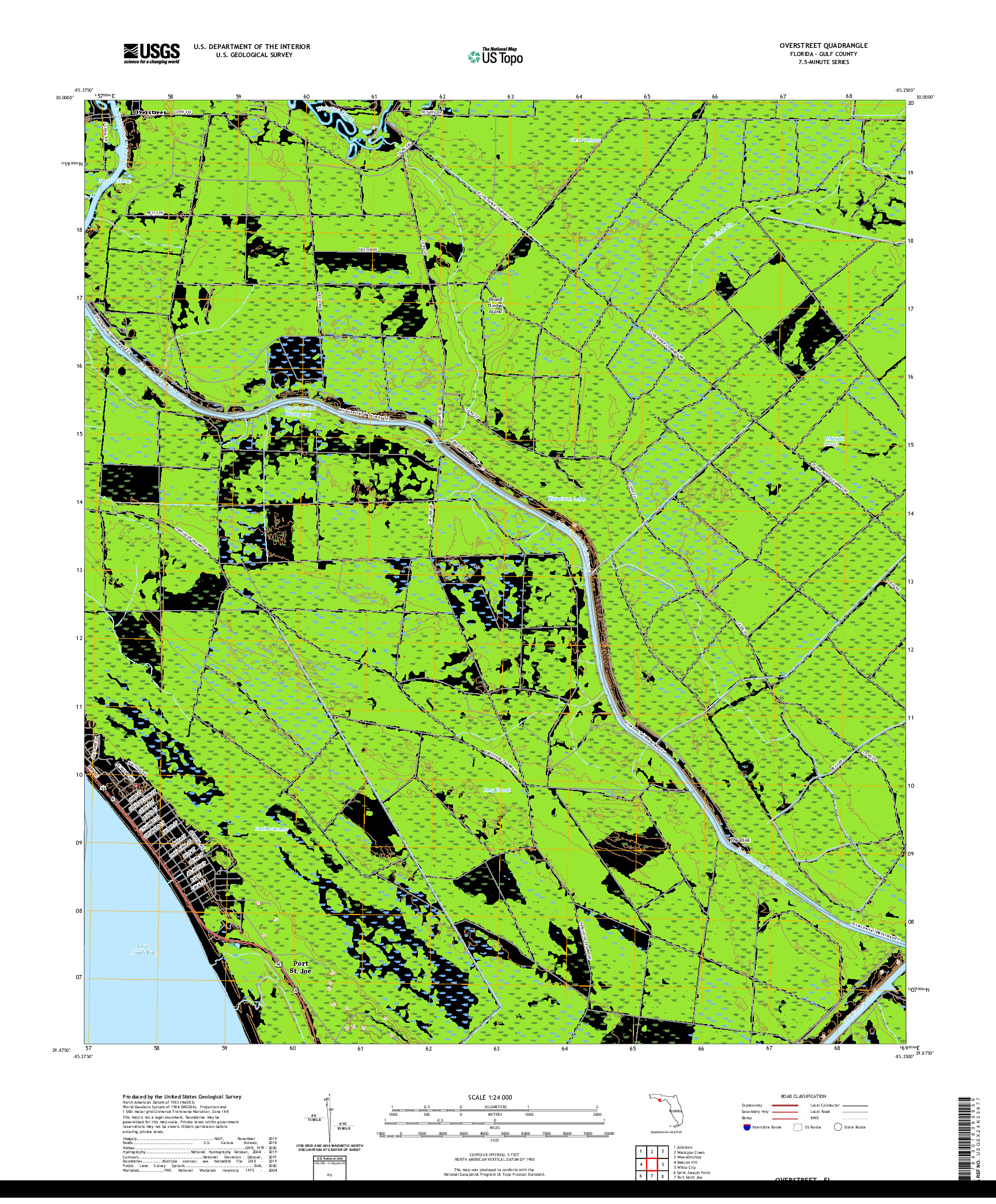 USGS US TOPO 7.5-MINUTE MAP FOR OVERSTREET, FL 2021