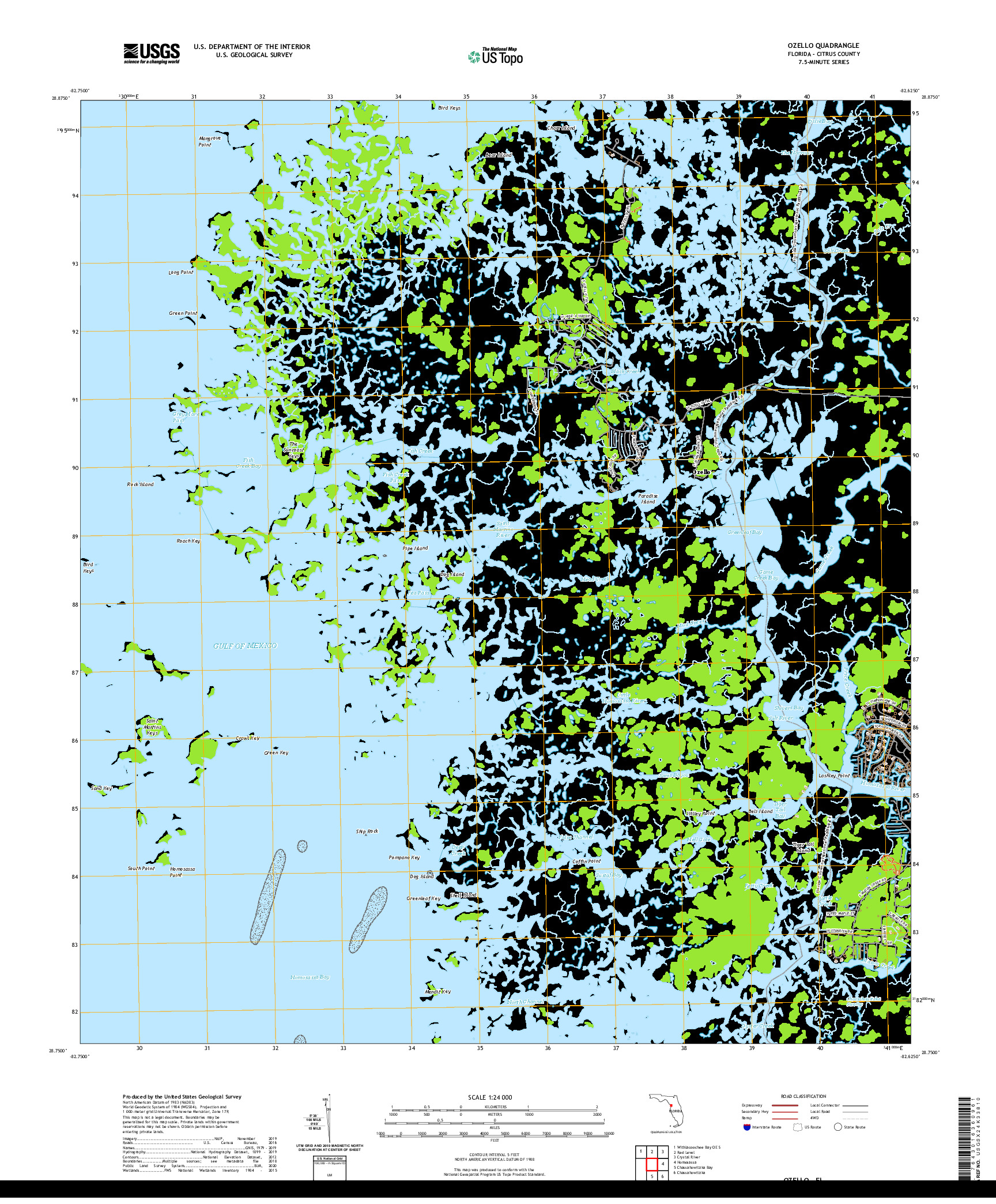 USGS US TOPO 7.5-MINUTE MAP FOR OZELLO, FL 2021