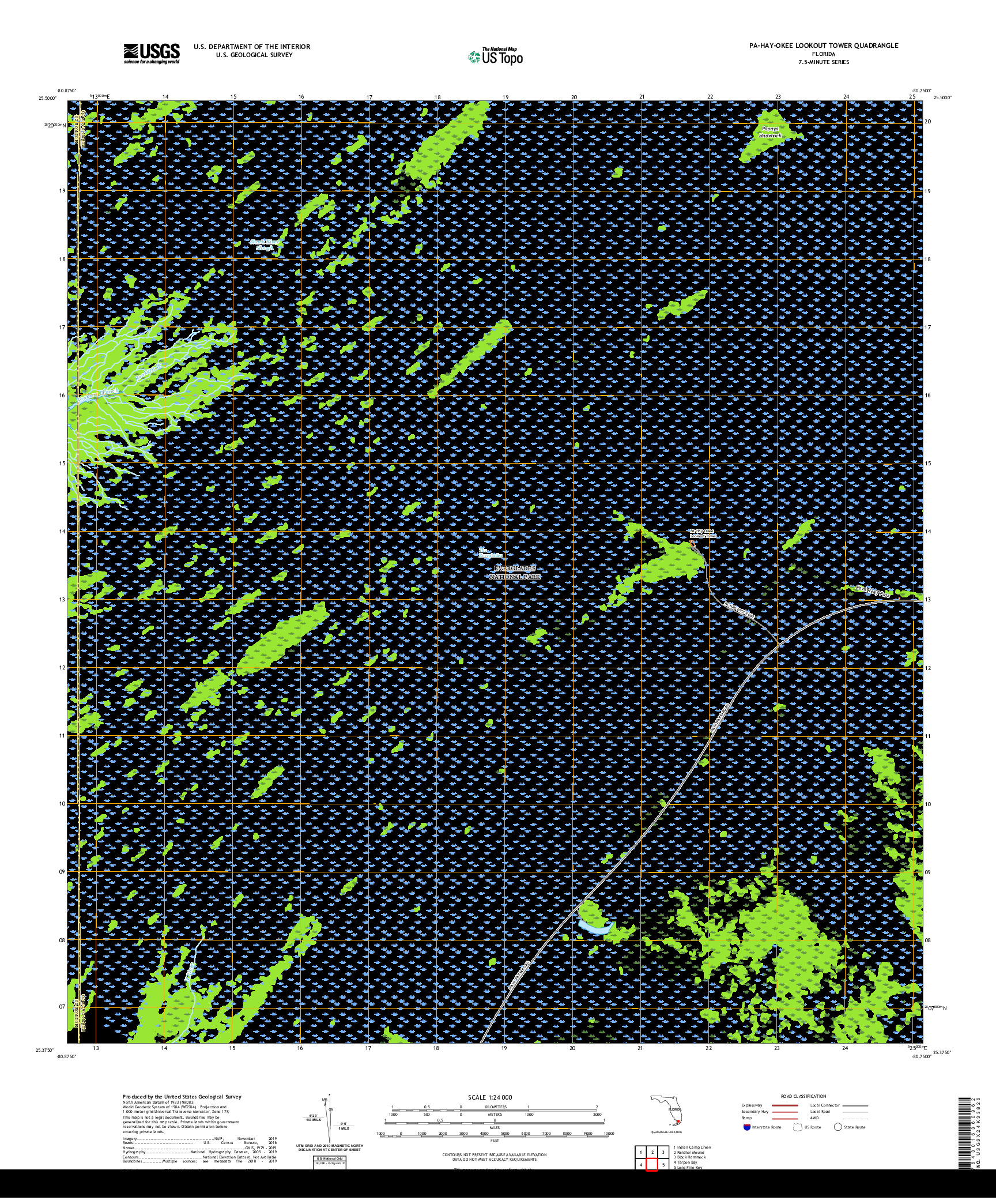 USGS US TOPO 7.5-MINUTE MAP FOR PA-HAY-OKEE LOOKOUT TOWER, FL 2021