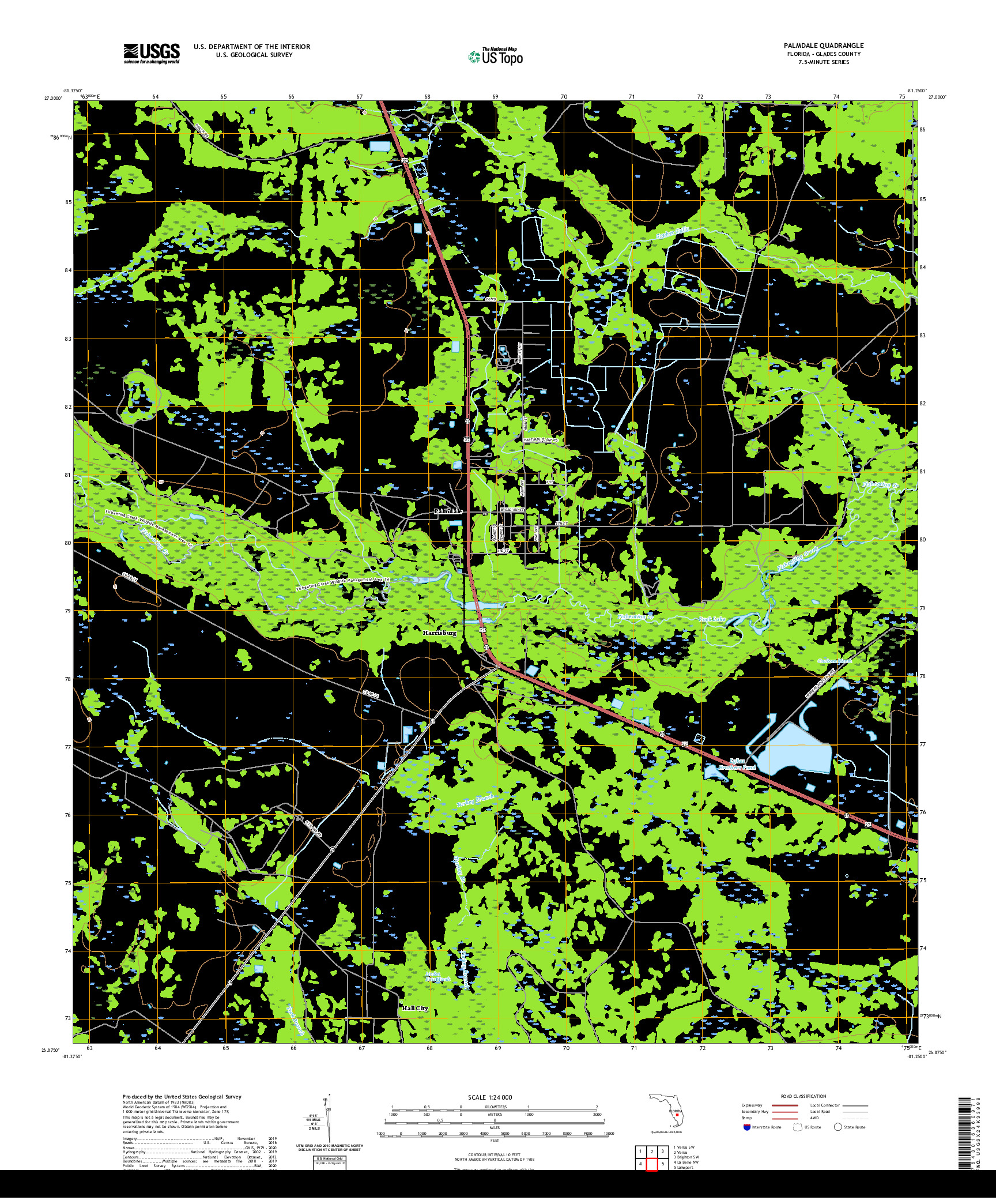 USGS US TOPO 7.5-MINUTE MAP FOR PALMDALE, FL 2021