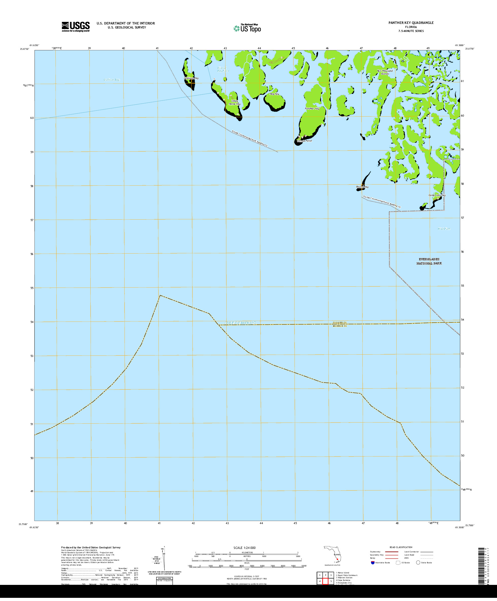 USGS US TOPO 7.5-MINUTE MAP FOR PANTHER KEY, FL 2021