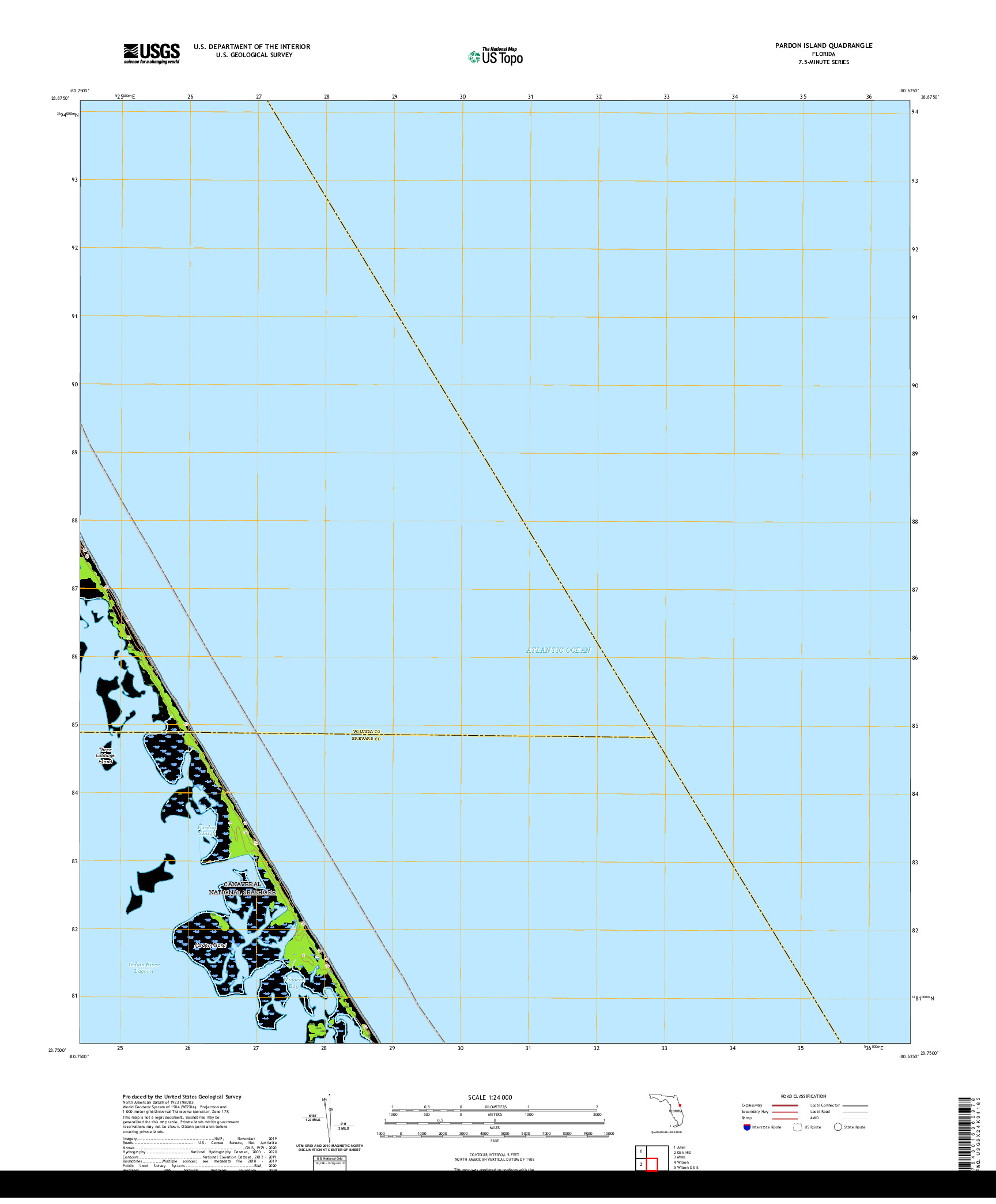 USGS US TOPO 7.5-MINUTE MAP FOR PARDON ISLAND, FL 2021