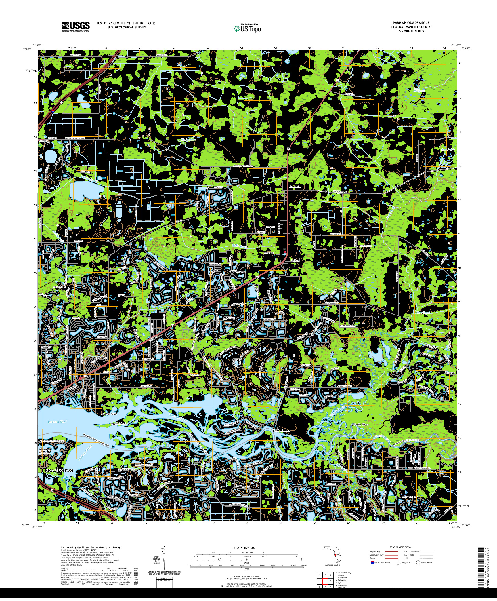 USGS US TOPO 7.5-MINUTE MAP FOR PARRISH, FL 2021