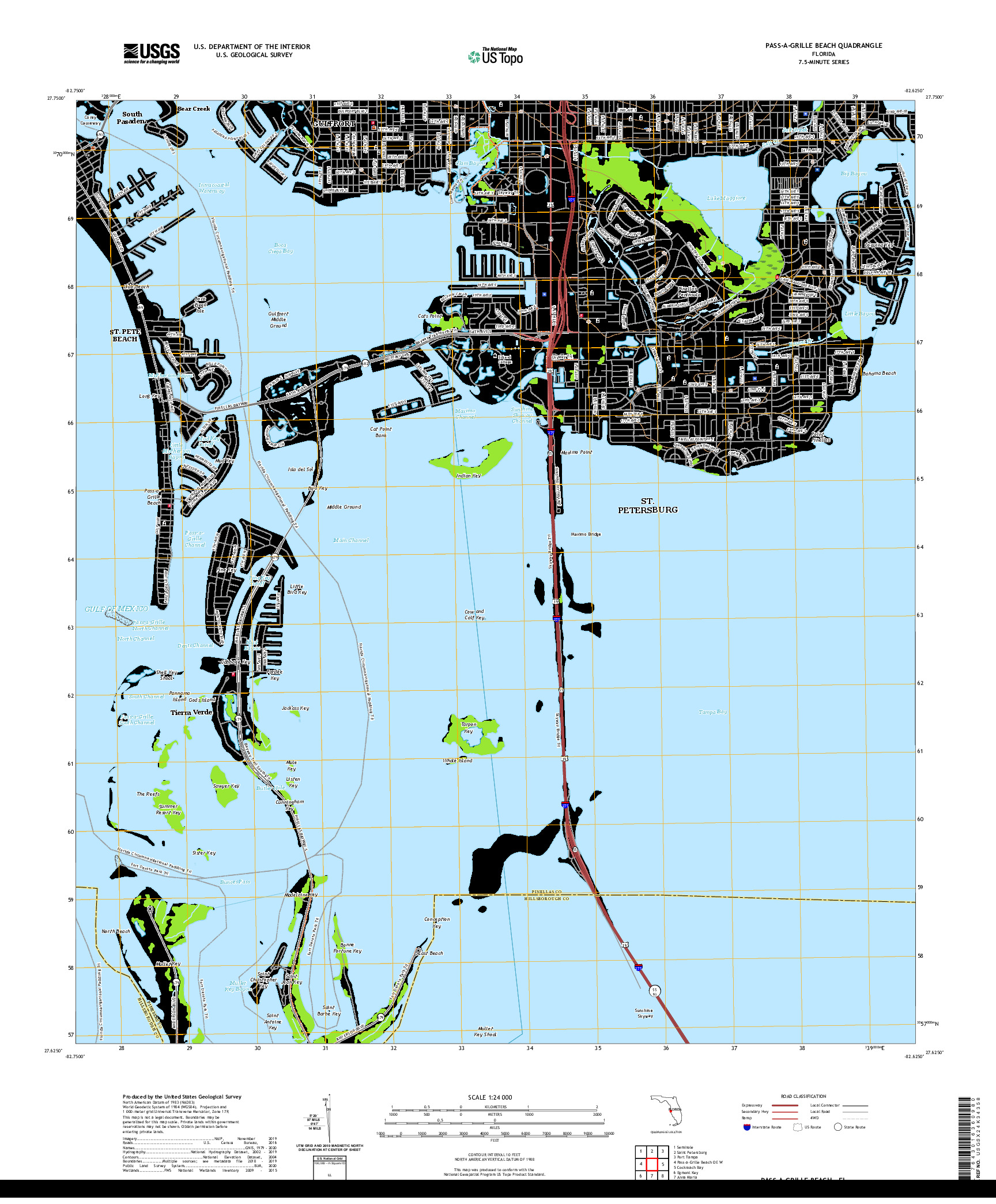 USGS US TOPO 7.5-MINUTE MAP FOR PASS-A-GRILLE BEACH, FL 2021