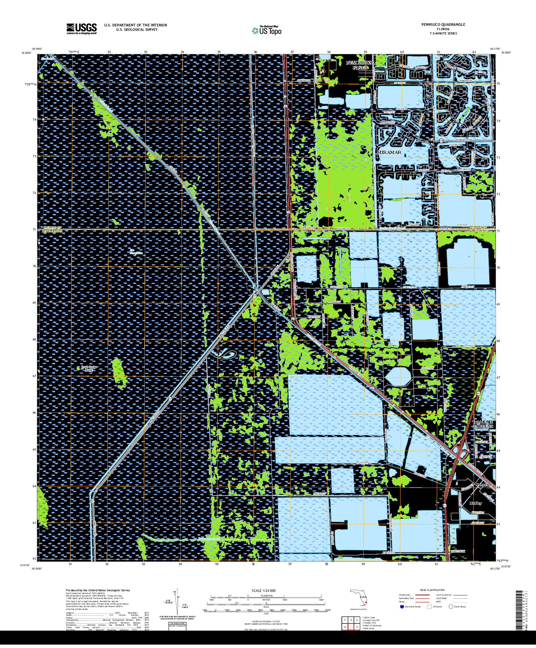 USGS US TOPO 7.5-MINUTE MAP FOR PENNSUCO, FL 2021