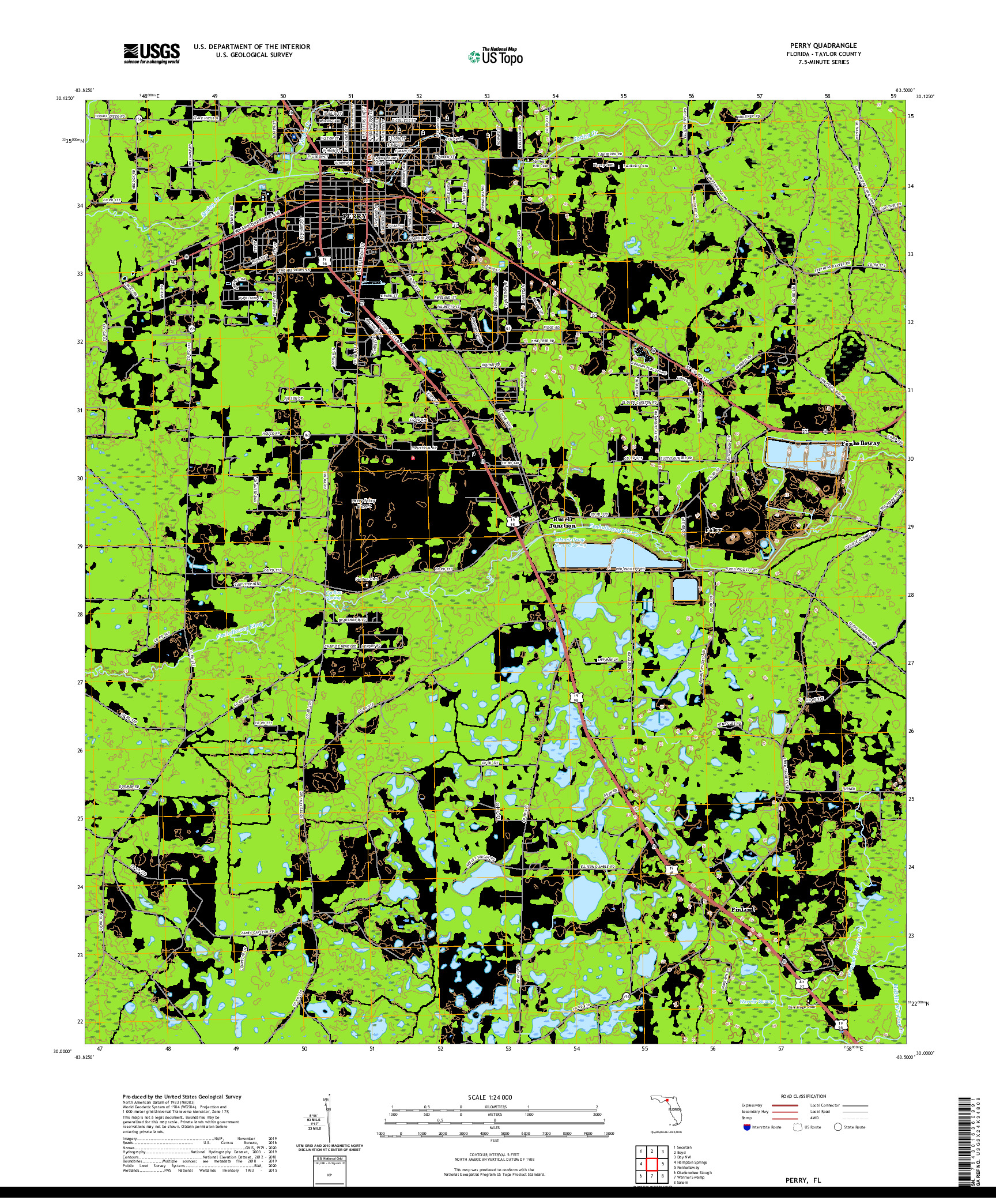 USGS US TOPO 7.5-MINUTE MAP FOR PERRY, FL 2021