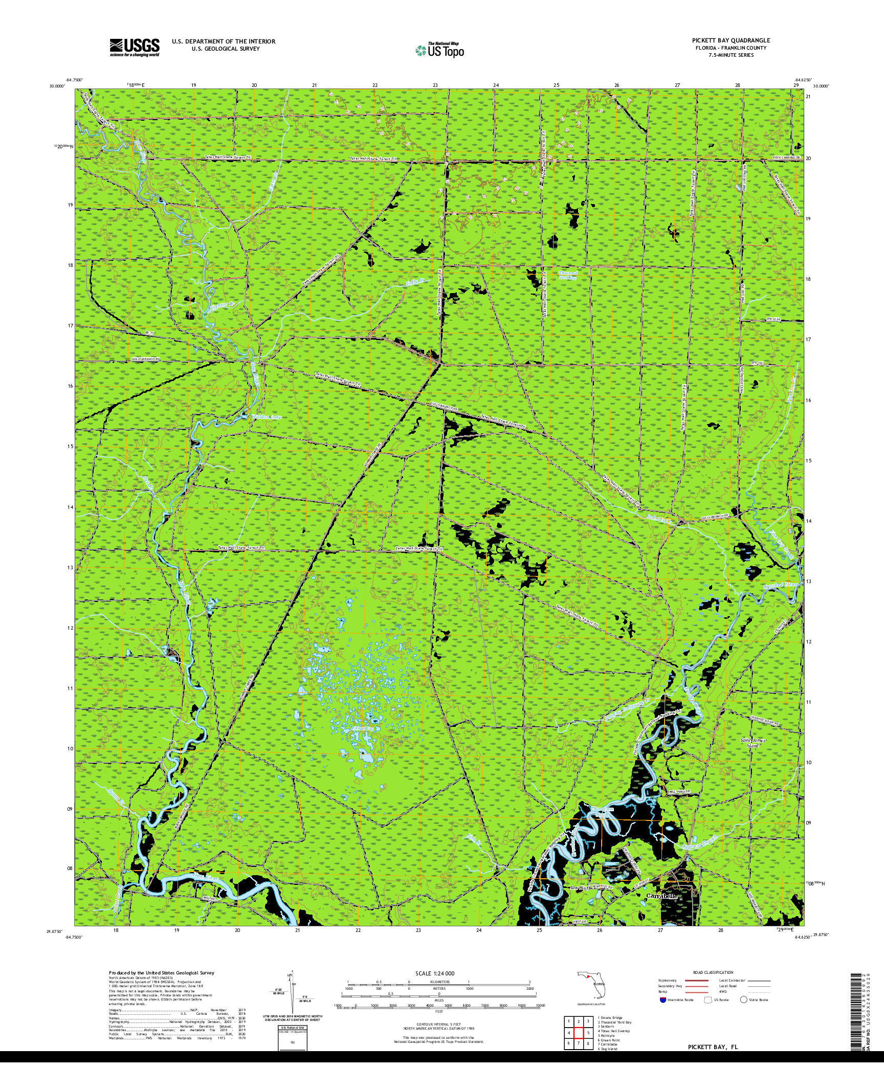 USGS US TOPO 7.5-MINUTE MAP FOR PICKETT BAY, FL 2021