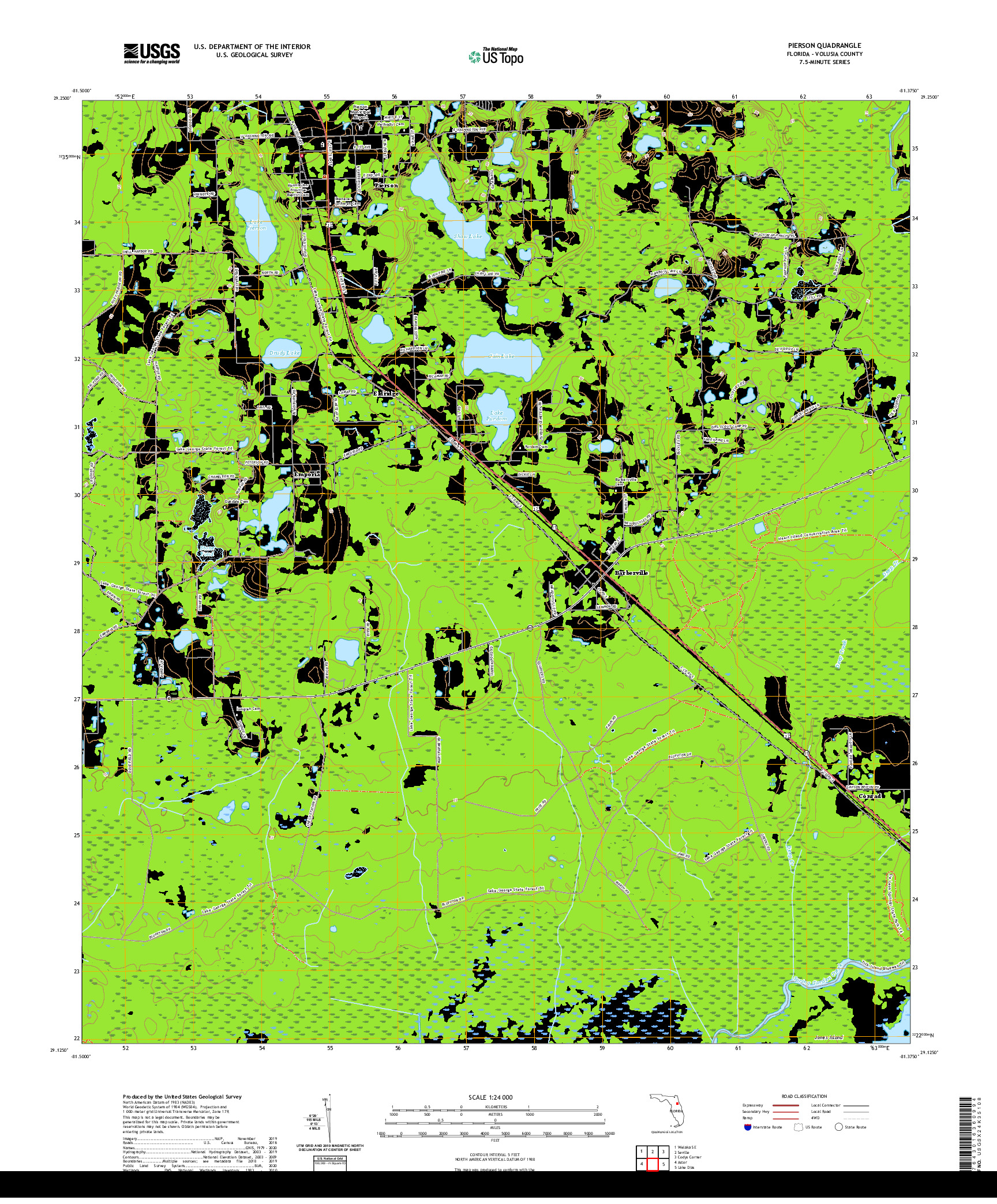 USGS US TOPO 7.5-MINUTE MAP FOR PIERSON, FL 2021