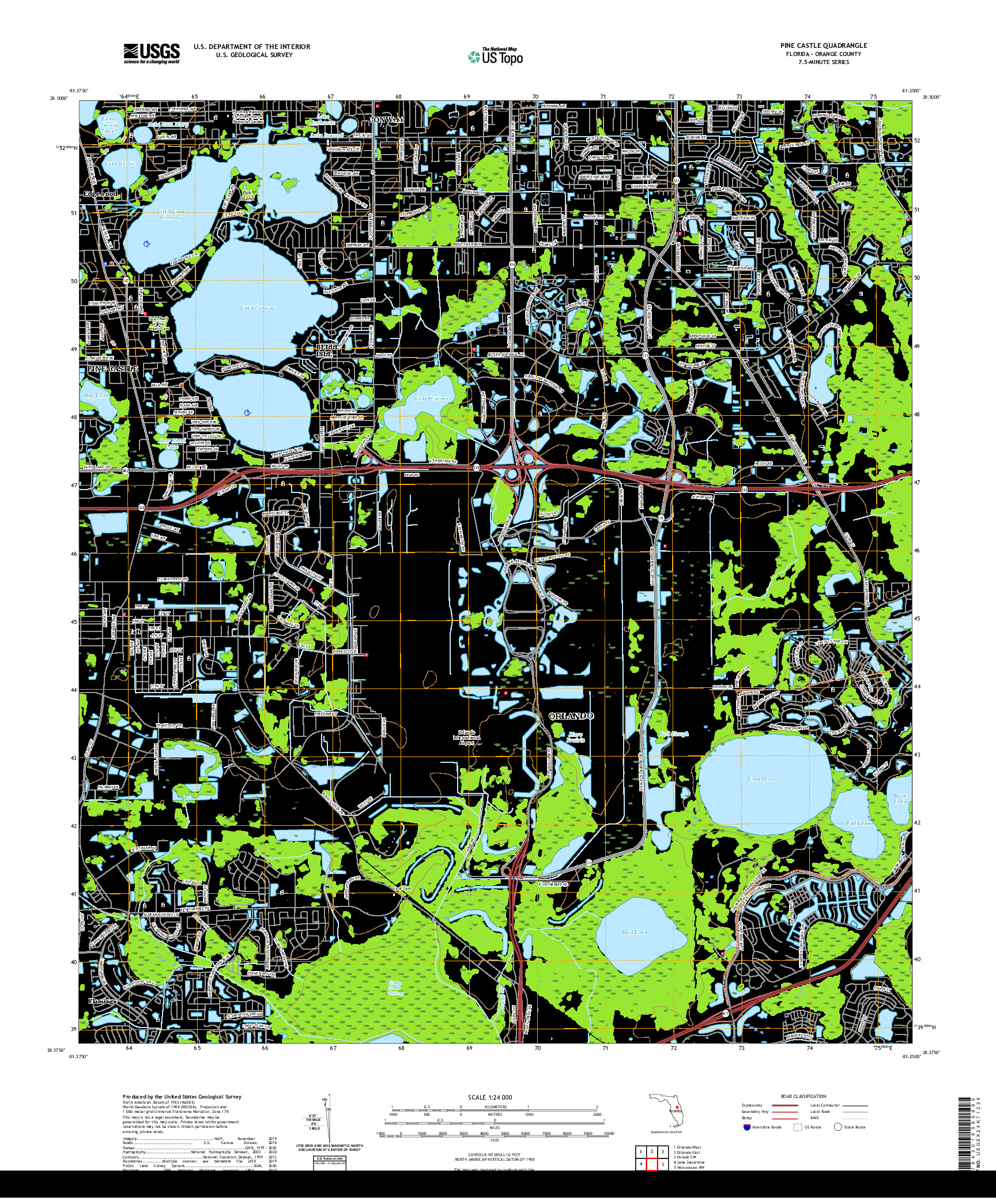 USGS US TOPO 7.5-MINUTE MAP FOR PINE CASTLE, FL 2021