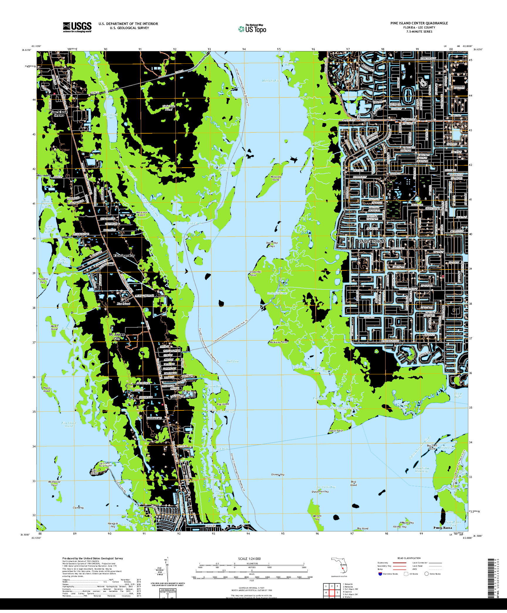 USGS US TOPO 7.5-MINUTE MAP FOR PINE ISLAND CENTER, FL 2021