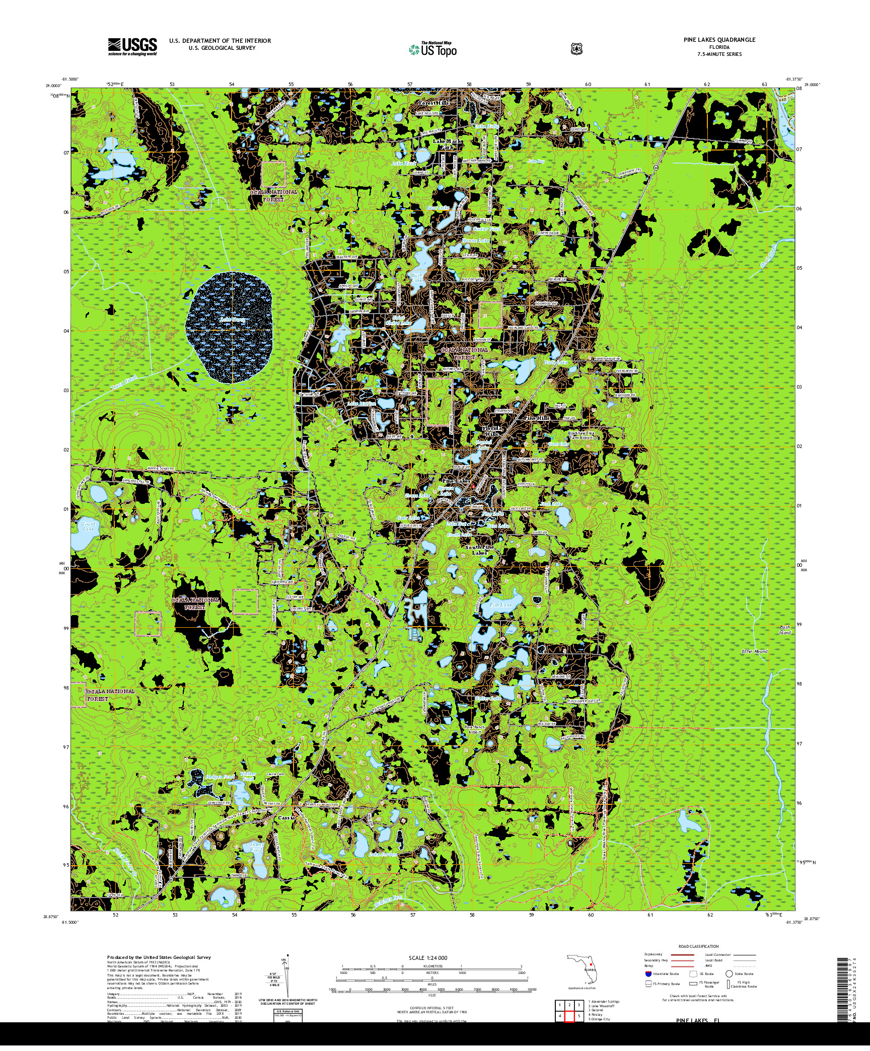 USGS US TOPO 7.5-MINUTE MAP FOR PINE LAKES, FL 2021