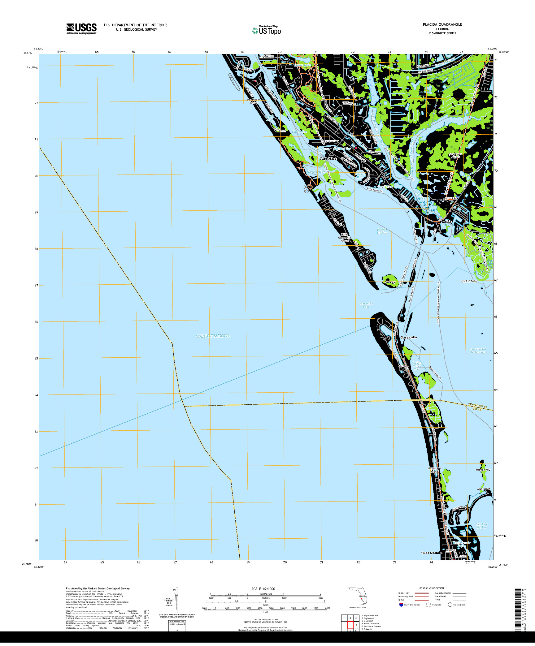 USGS US TOPO 7.5-MINUTE MAP FOR PLACIDA, FL 2021