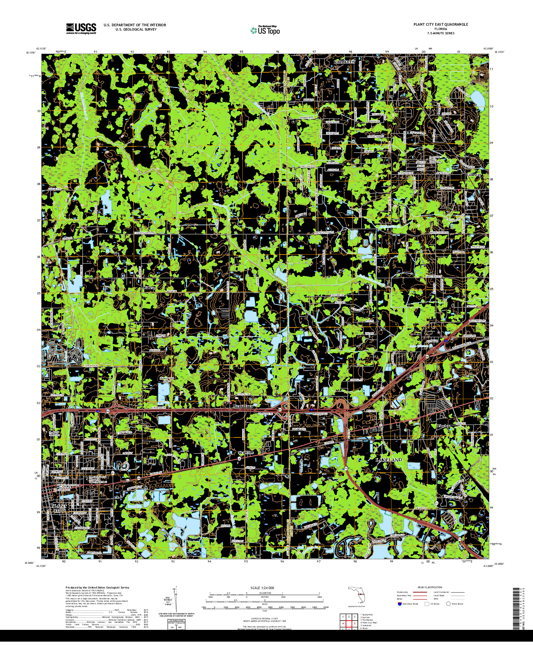 USGS US TOPO 7.5-MINUTE MAP FOR PLANT CITY EAST, FL 2021