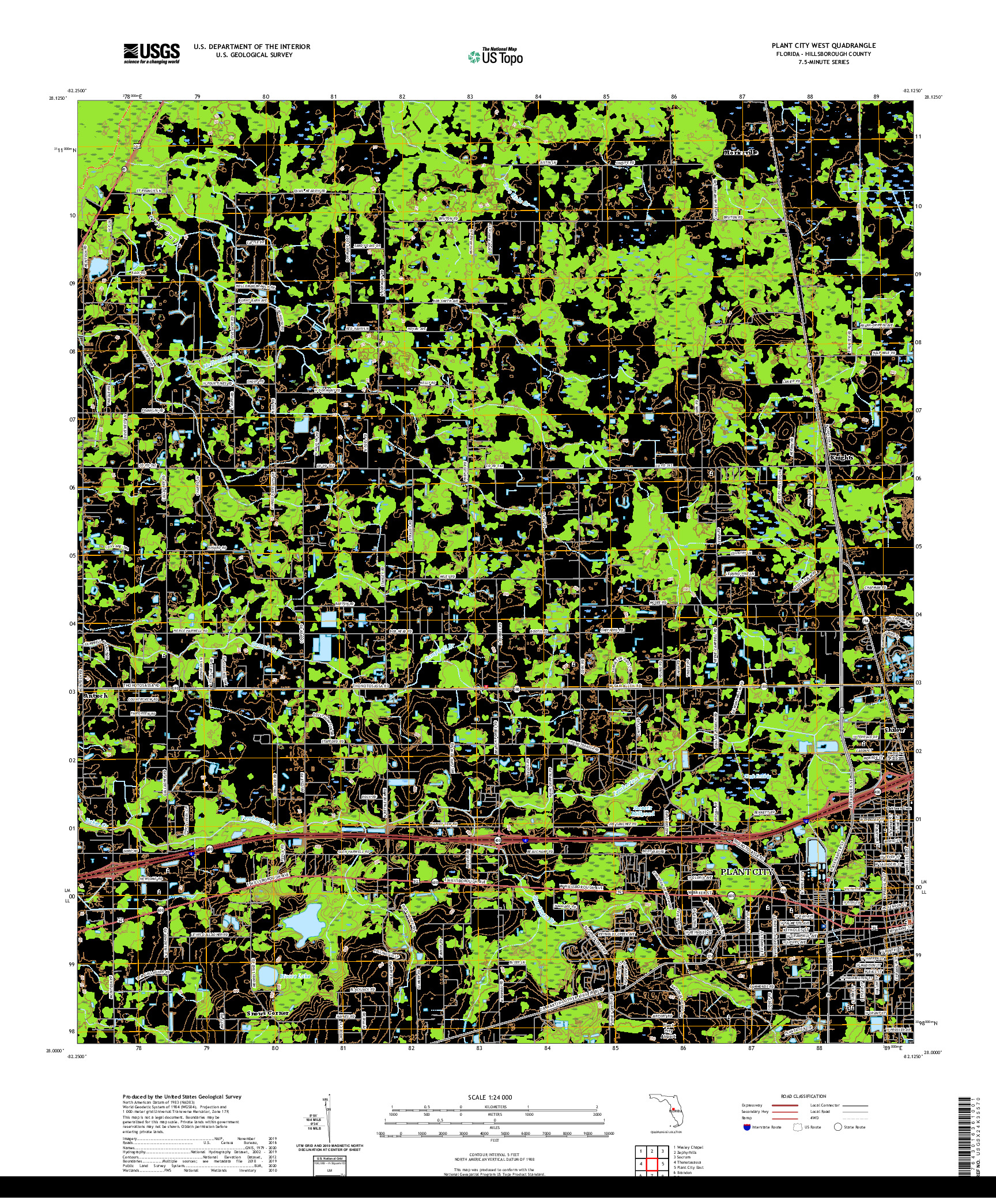 USGS US TOPO 7.5-MINUTE MAP FOR PLANT CITY WEST, FL 2021