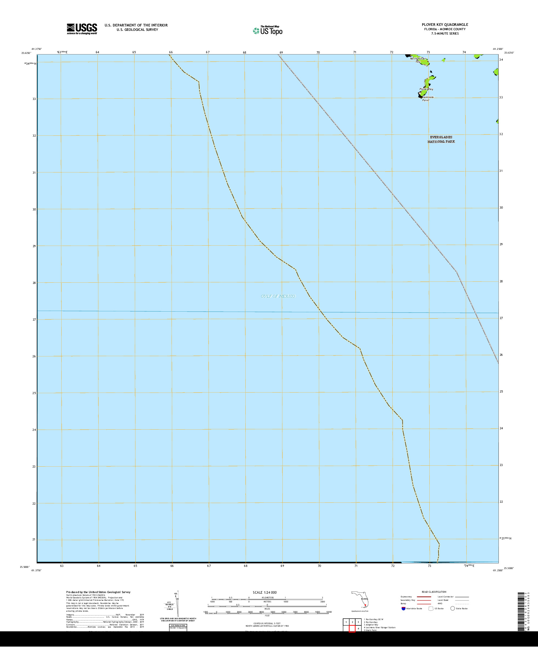 USGS US TOPO 7.5-MINUTE MAP FOR PLOVER KEY, FL 2021